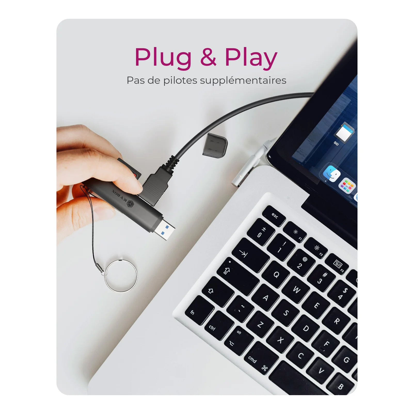 ICY BOX Lecteur de cartes 3 en 1 via l'interface USB Type-A & USB Type-C