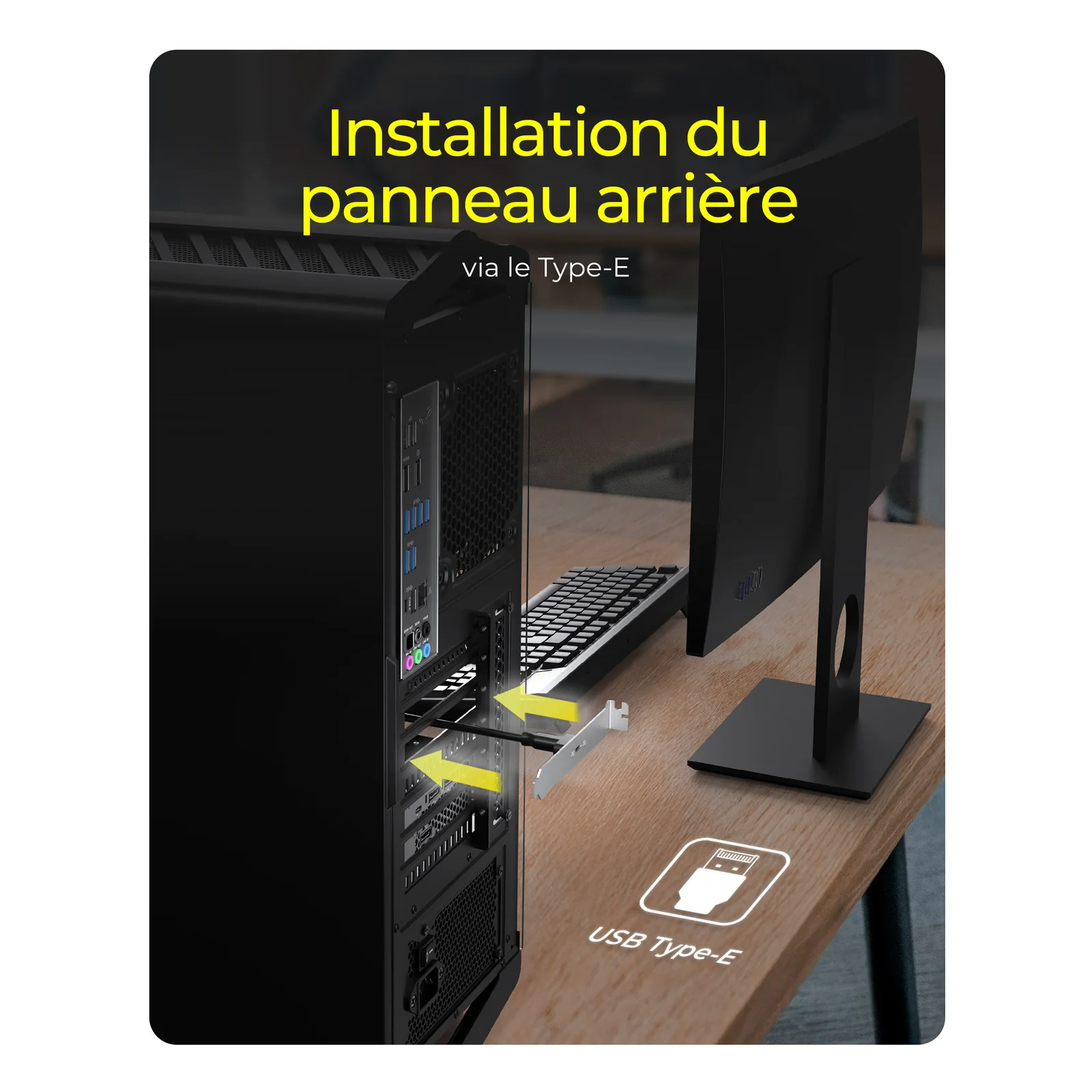 ICY BOX USB Type-C Panneau arrière avec connecteur USB Type-E interne