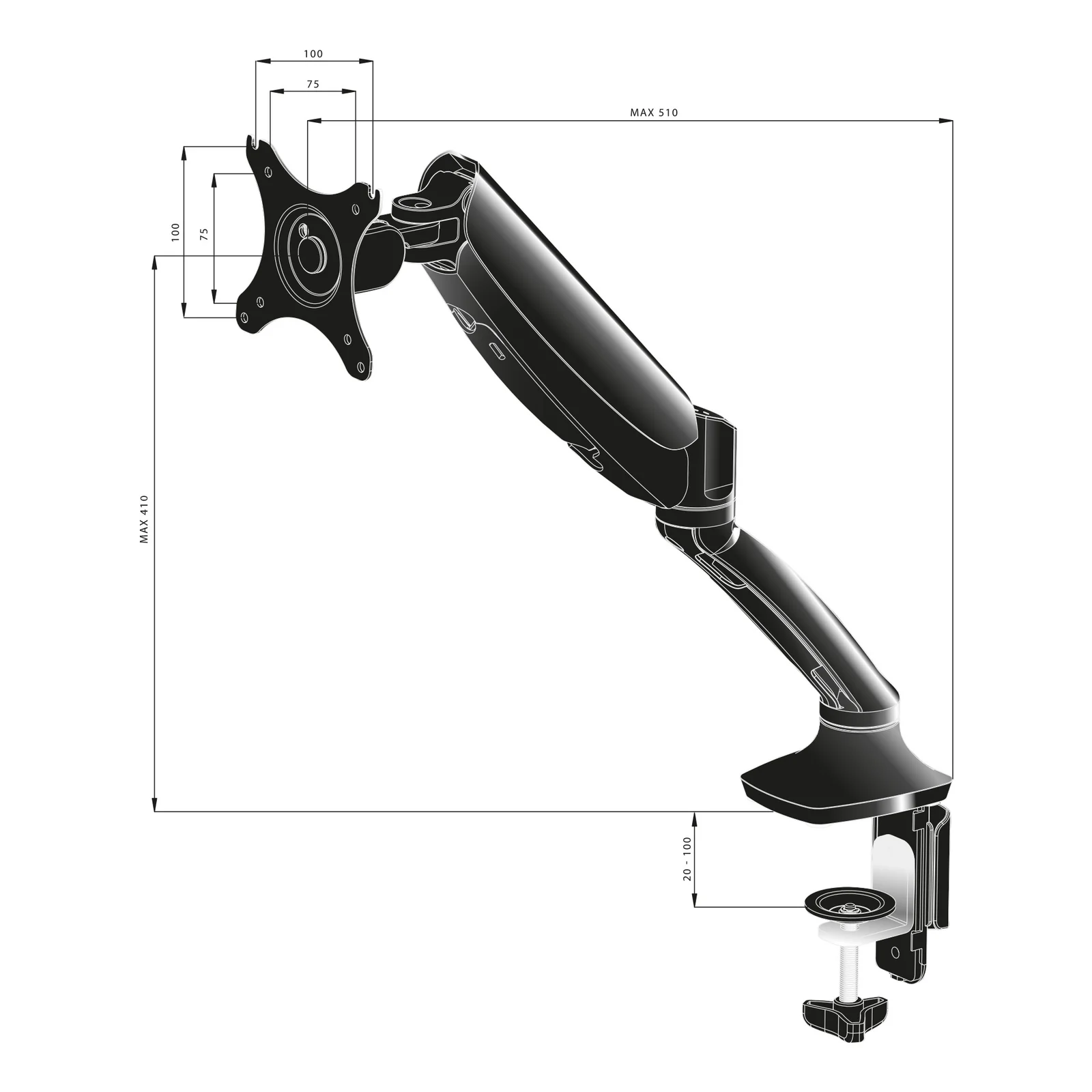 iiyama DS3001C-B1 support d'écran plat pour bureau 68,6 cm (27") Noir