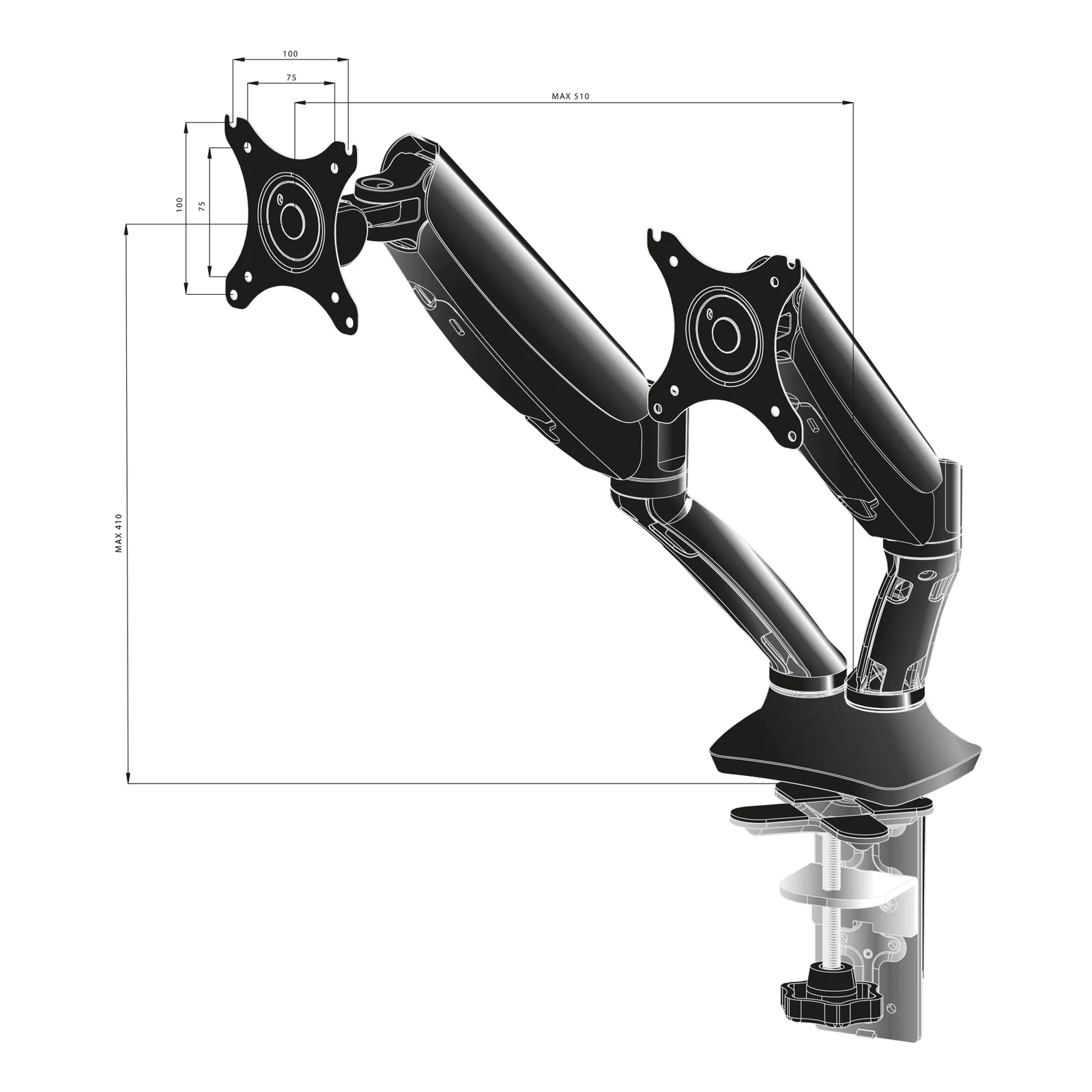 iiyama DS3002C-B1 support d'écran plat pour bureau 68,6 cm (27") Noir