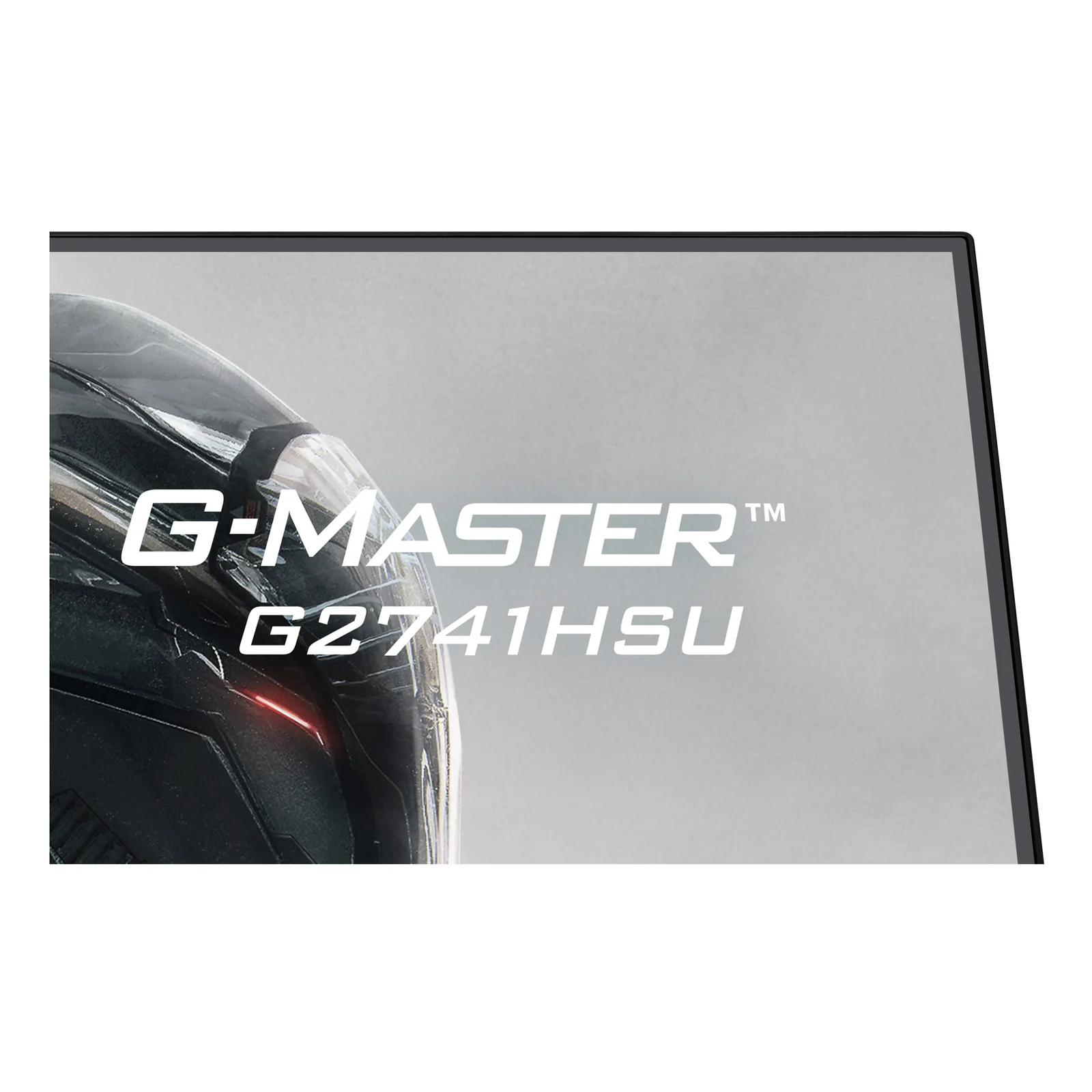 Gros plan coin supérieur droit de l'écran G-MASTER GB2741HSU-B1, nom du modèle G-MASTER GB2741HSU affiché