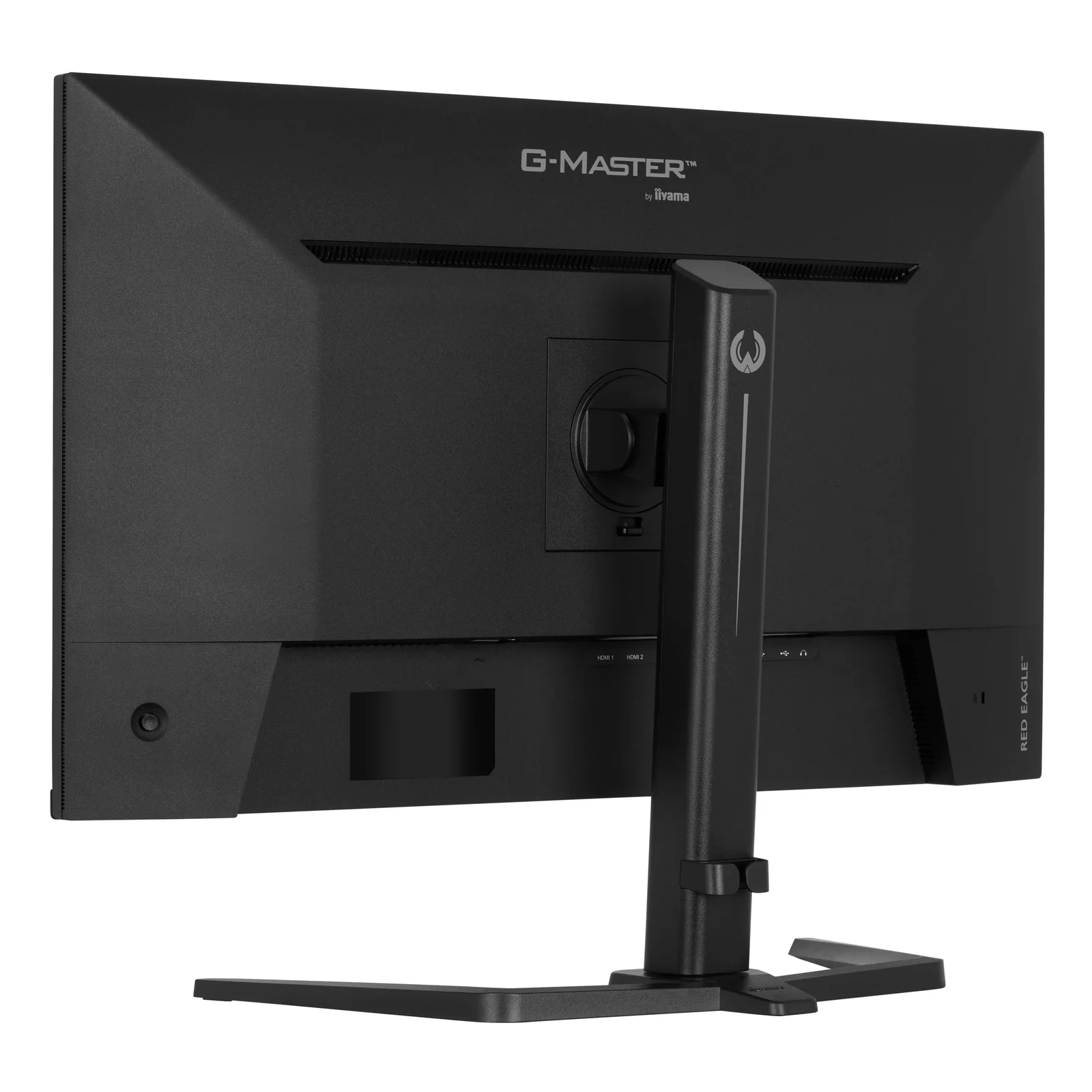 Face arrière 3/4 gauche du GB3261UHSCP-B1, colonne de réglage et ports HDMI1, HDMI2, DP, USB-C visibles
