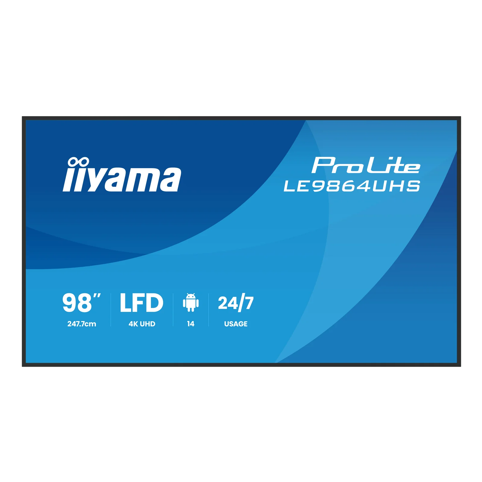 iiyama LE9864UHS-B1AG Écran d'affichage dynamique Écran plat de signalisation numérique 2,49 m (98") Wifi 500 cd/m² 4K Ultra HD Noir Intégré dans le processeur Android 24/7