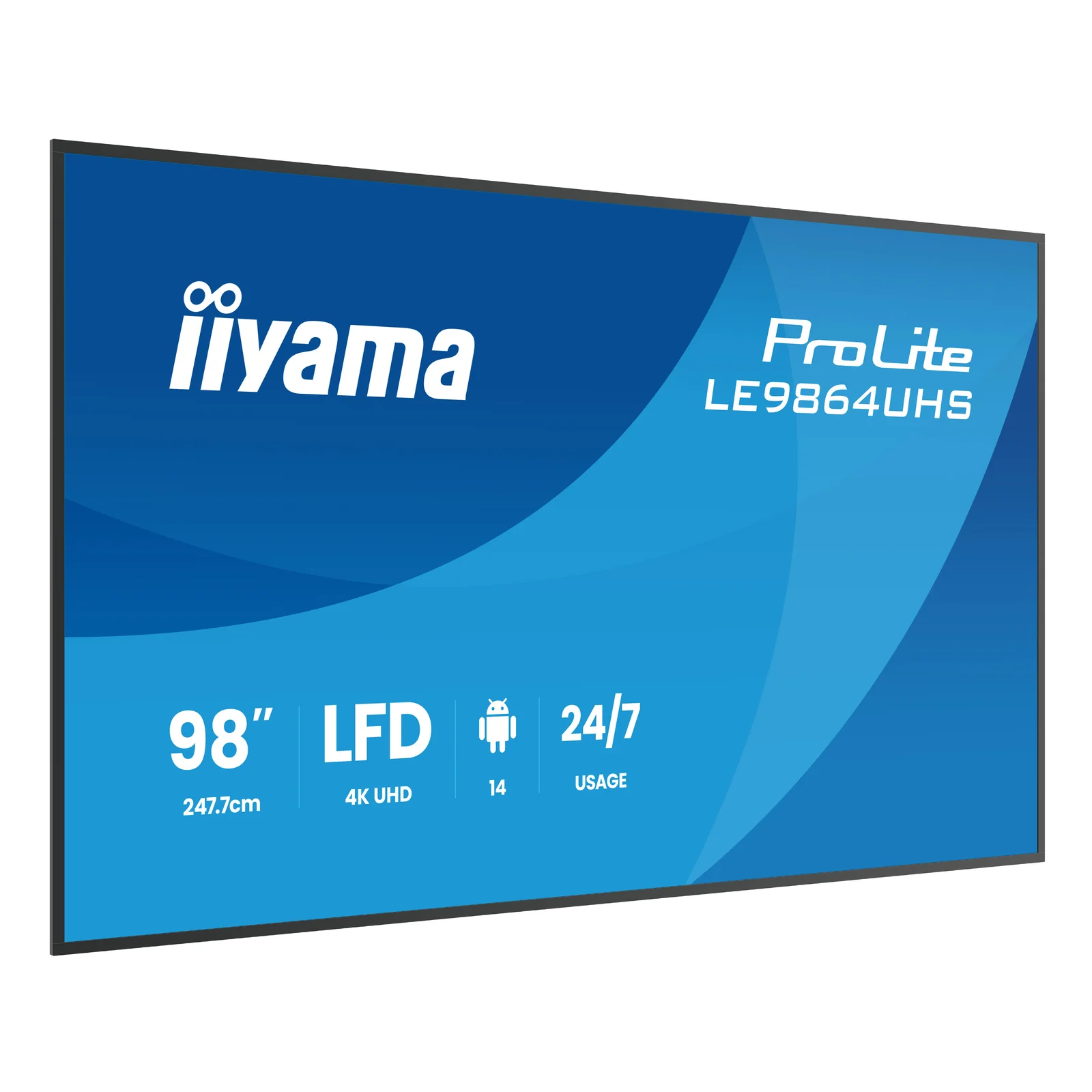LE9864UHS-B1AG Écran d'affichage dynamique Écran plat de signalisation numérique 2,49 m (98") Wifi 500 cd/m² 4K Ultra HD Noir Intégré dans le processeur Android 24/7