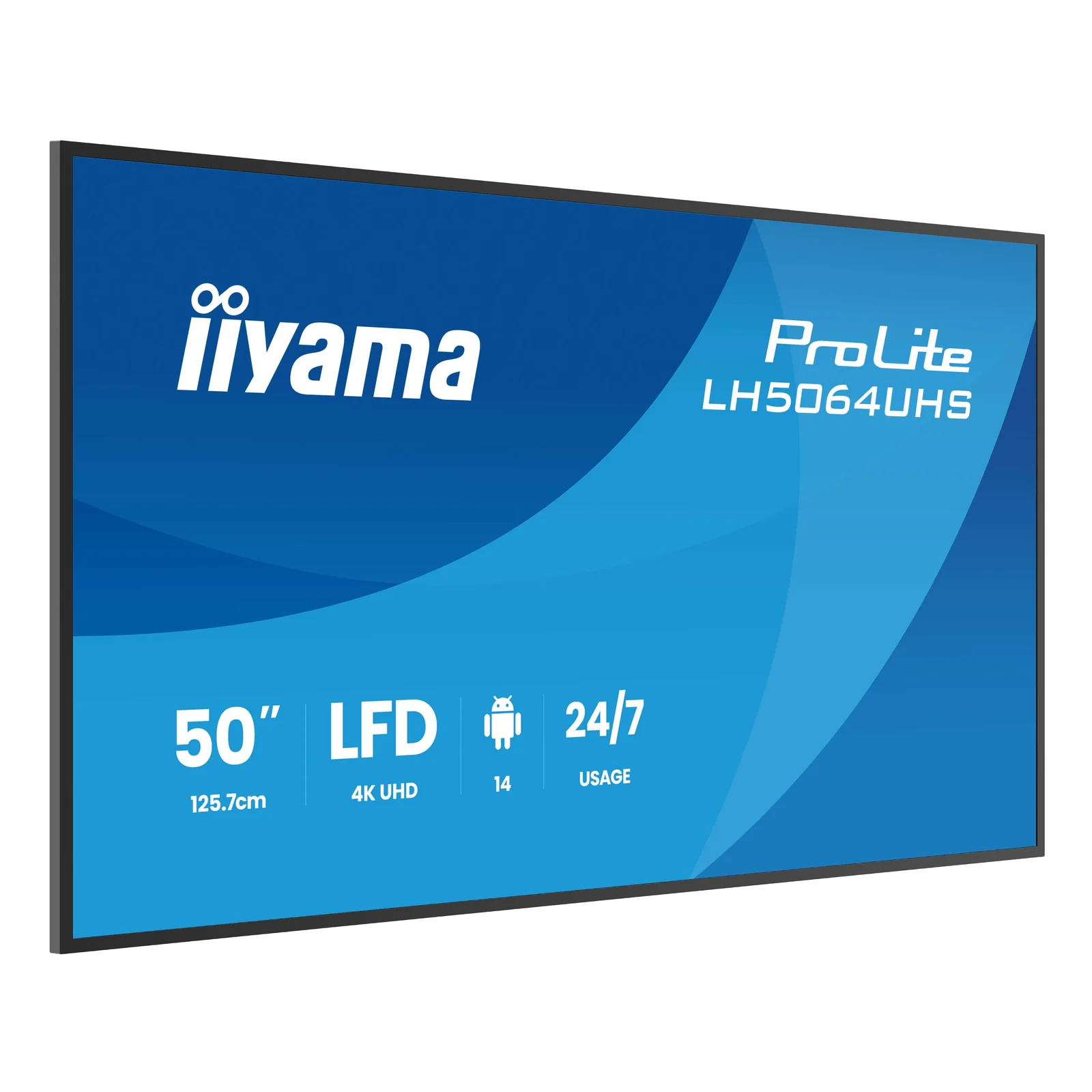 iiyama LH5064UHS-B1AG Écran d'affichage dynamique Écran plat de signalisation numérique 127 cm (50") Wifi 500 cd/m² 4K Ultra HD Noir Intégré dans le processeur Android 24/7