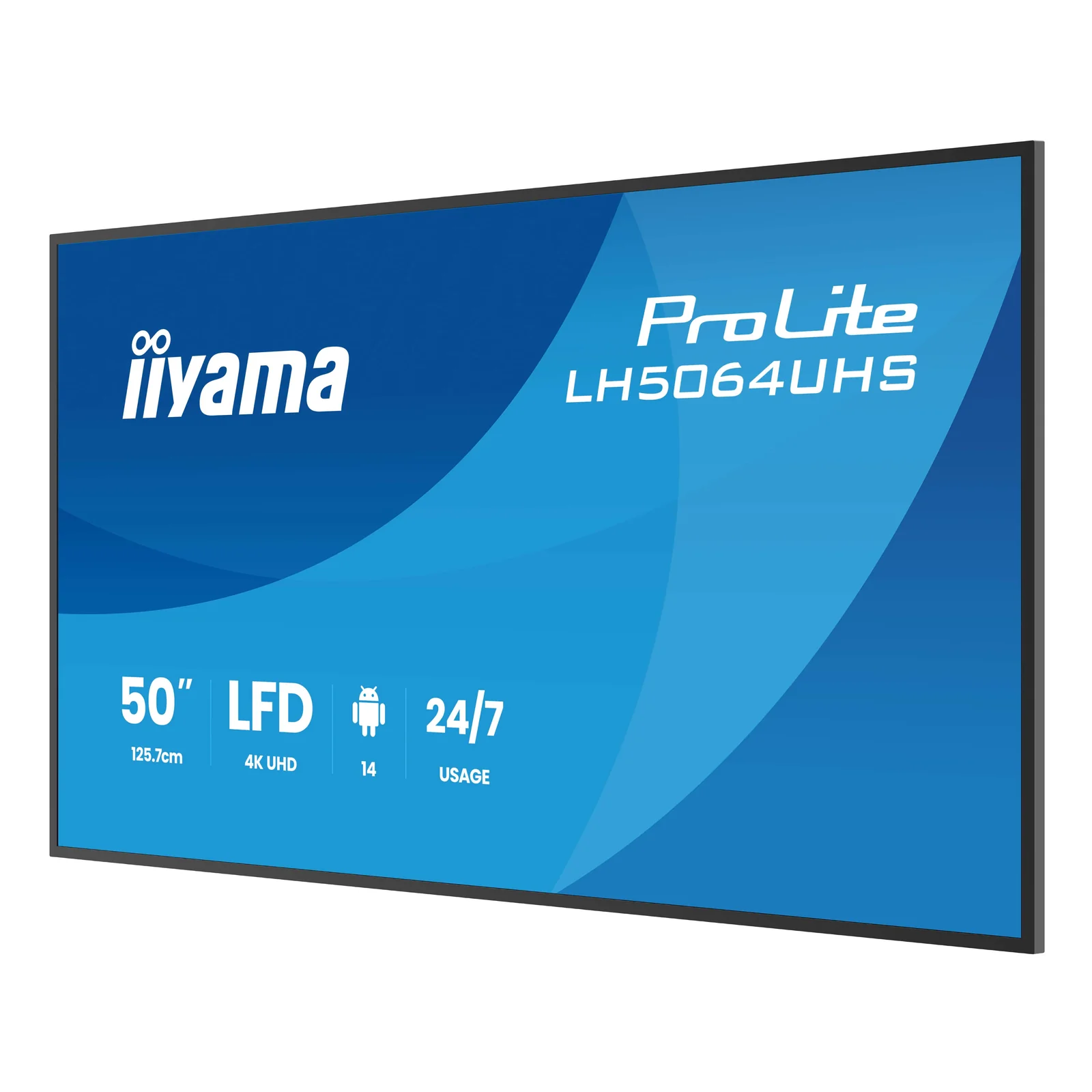 iiyama LH5064UHS-B1AG Écran d'affichage dynamique Écran plat de signalisation numérique 127 cm (50") Wifi 500 cd/m² 4K Ultra HD Noir Intégré dans le processeur Android 24/7