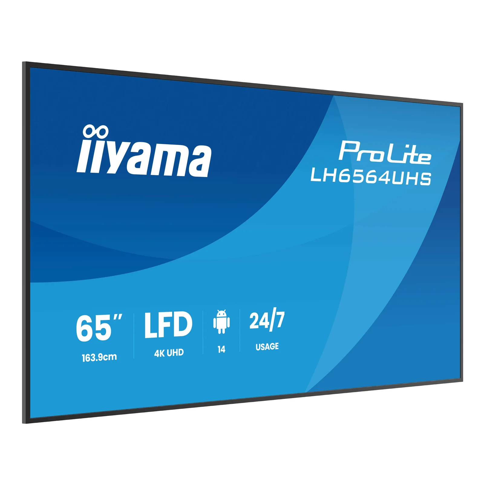 iiyama LH6564UHS-B1AG Écran d'affichage dynamique Écran plat de signalisation numérique 165,1 cm (65") Wifi 500 cd/m² 4K Ultra HD Noir Intégré dans le processeur Android 24/7