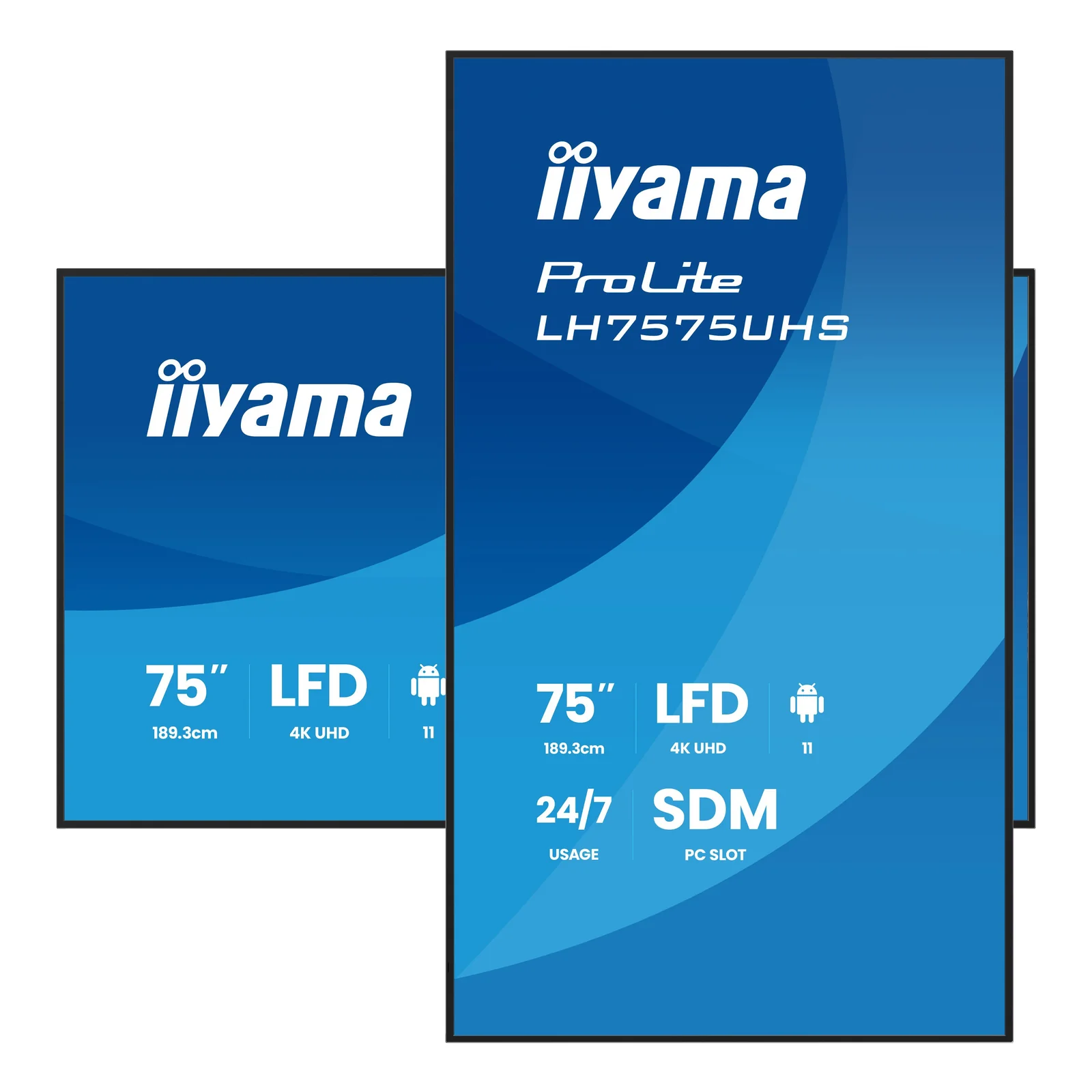 iiyama LH7575UHS-B2AG Écran d'affichage dynamique Écran plat de signalisation numérique 190,5 cm (75") LCD Wifi 500 cd/m² 4K Ultra HD Noir Intégré dans le processeur Android 11 24/7