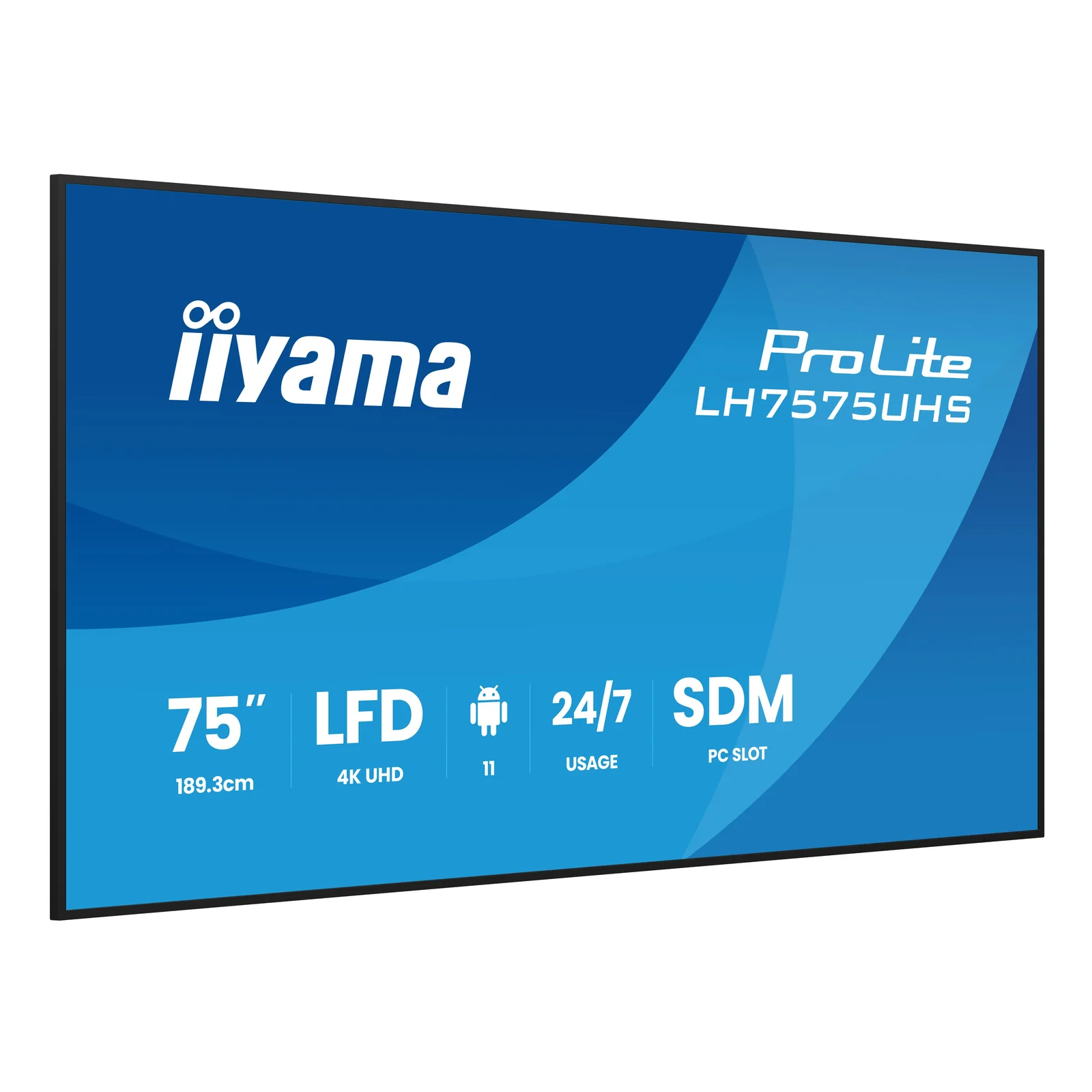 iiyama LH7575UHS-B2AG Écran d'affichage dynamique Écran plat de signalisation numérique 190,5 cm (75") LCD Wifi 500 cd/m² 4K Ultra HD Noir Intégré dans le processeur Android 11 24/7