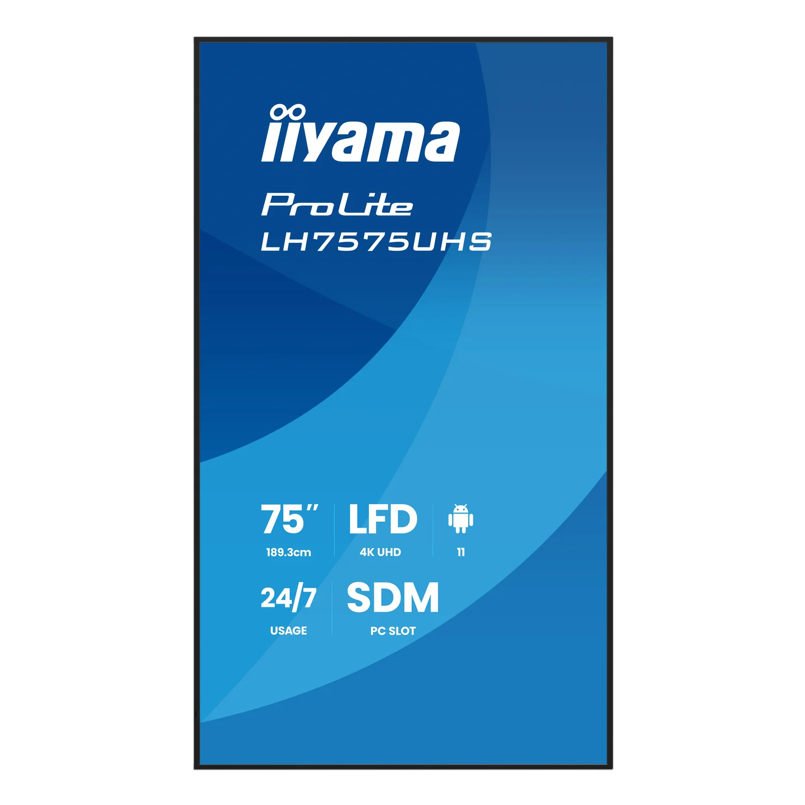 iiyama LH7575UHS-B2AG Écran d'affichage dynamique Écran plat de signalisation numérique 190,5 cm (75") LCD Wifi 500 cd/m² 4K Ultra HD Noir Intégré dans le processeur Android 11 24/7