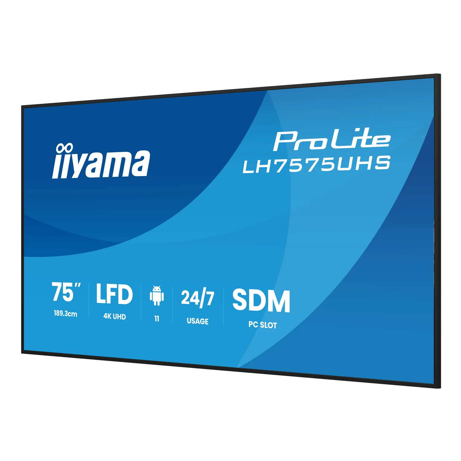 iiyama LH7575UHS-B2AG Écran d'affichage dynamique Écran plat de signalisation numérique 190,5 cm (75") LCD Wifi 500 cd/m² 4K Ultra HD Noir Intégré dans le processeur Android 11 24/7