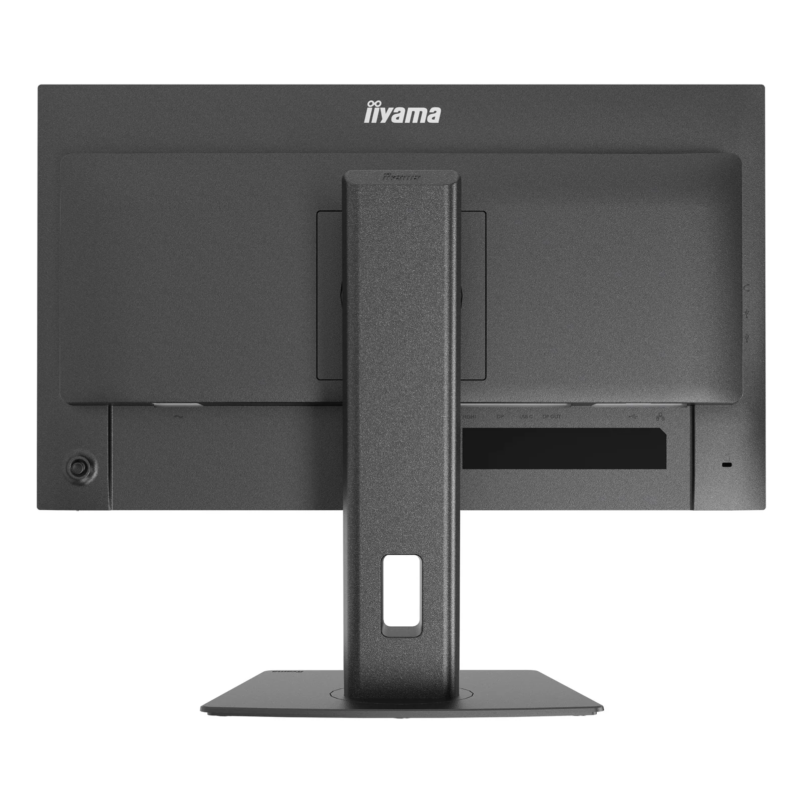 Dos du moniteur Iiyama ProLite XB2497HSN, panneau arrière avec logo iiyama en relief et zone de fixation VESA 100 mm