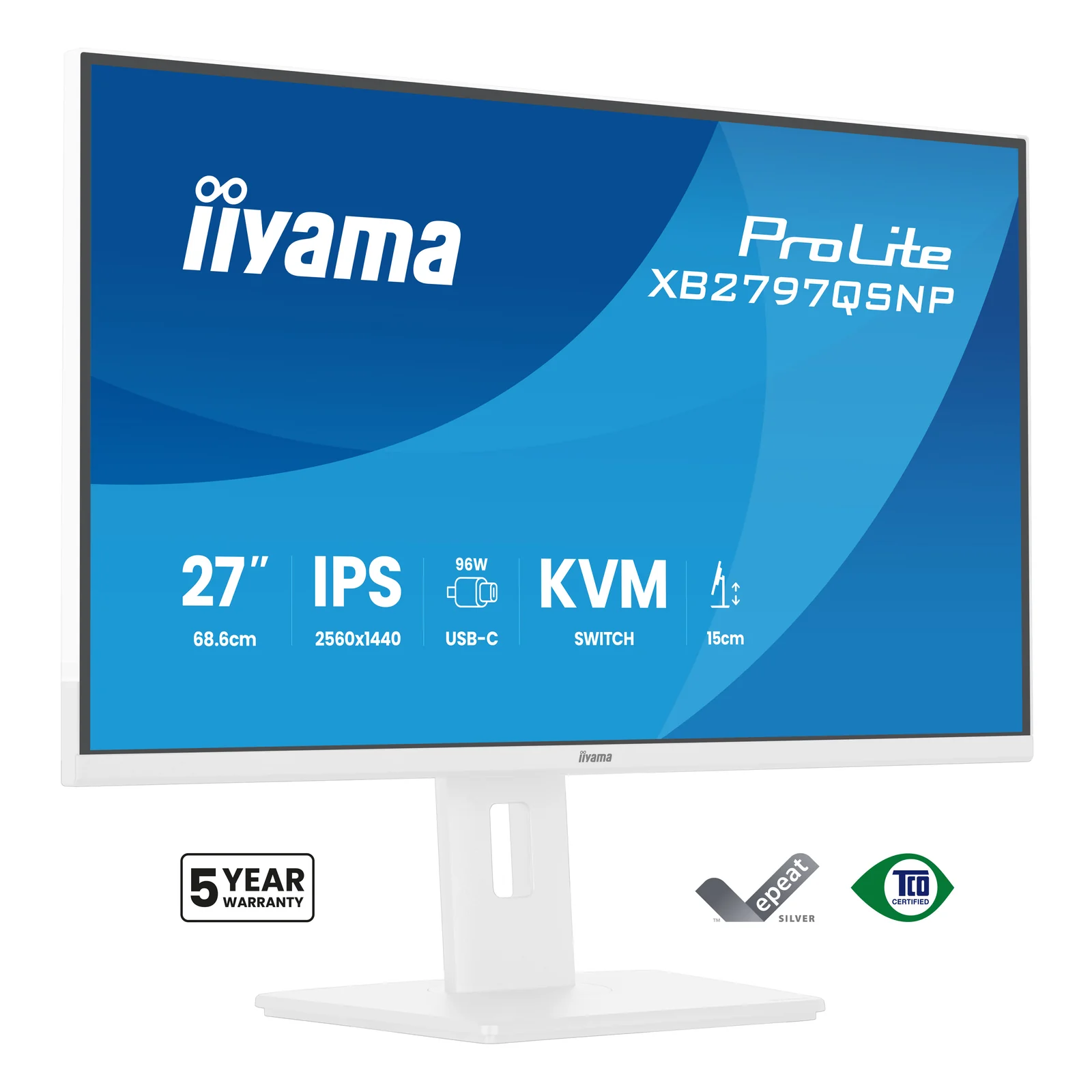 ProLite XB2797QSNP-W1 27" IPS LCD écran plat de PC 68,6 cm (27") 2560 x 1440 pixels Quad HD Blanc