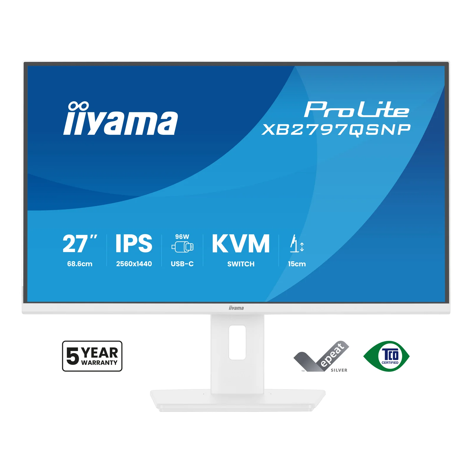 iiyama ProLite XB2797QSNP-W1 27" IPS LCD écran plat de PC 68,6 cm (27") 2560 x 1440 pixels Quad HD Blanc