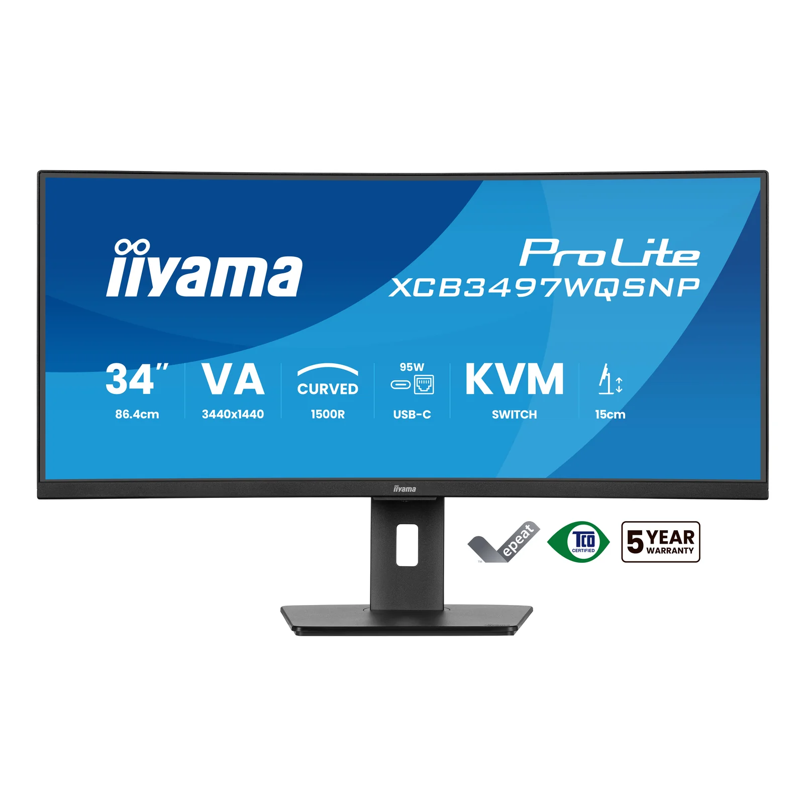 iiyama ProLite XCB3497WQSNP-B1 écran plat de PC 86,4 cm (34") 3440 x 1440 pixels UltraWide Quad HD LED Noir