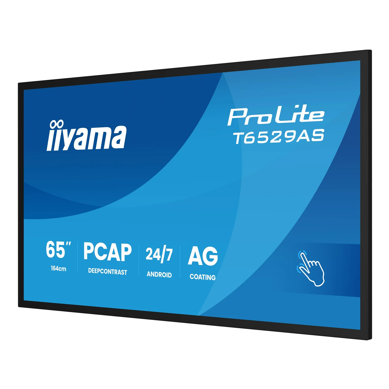 iiyama T6529AS-B1AG Écran d'affichage dynamique En forme de kiosk 163,8 cm (64.5") LED Wifi 420 cd/m² 4K Ultra HD Noir Écran tactile Intégré dans le processeur Android 24/7