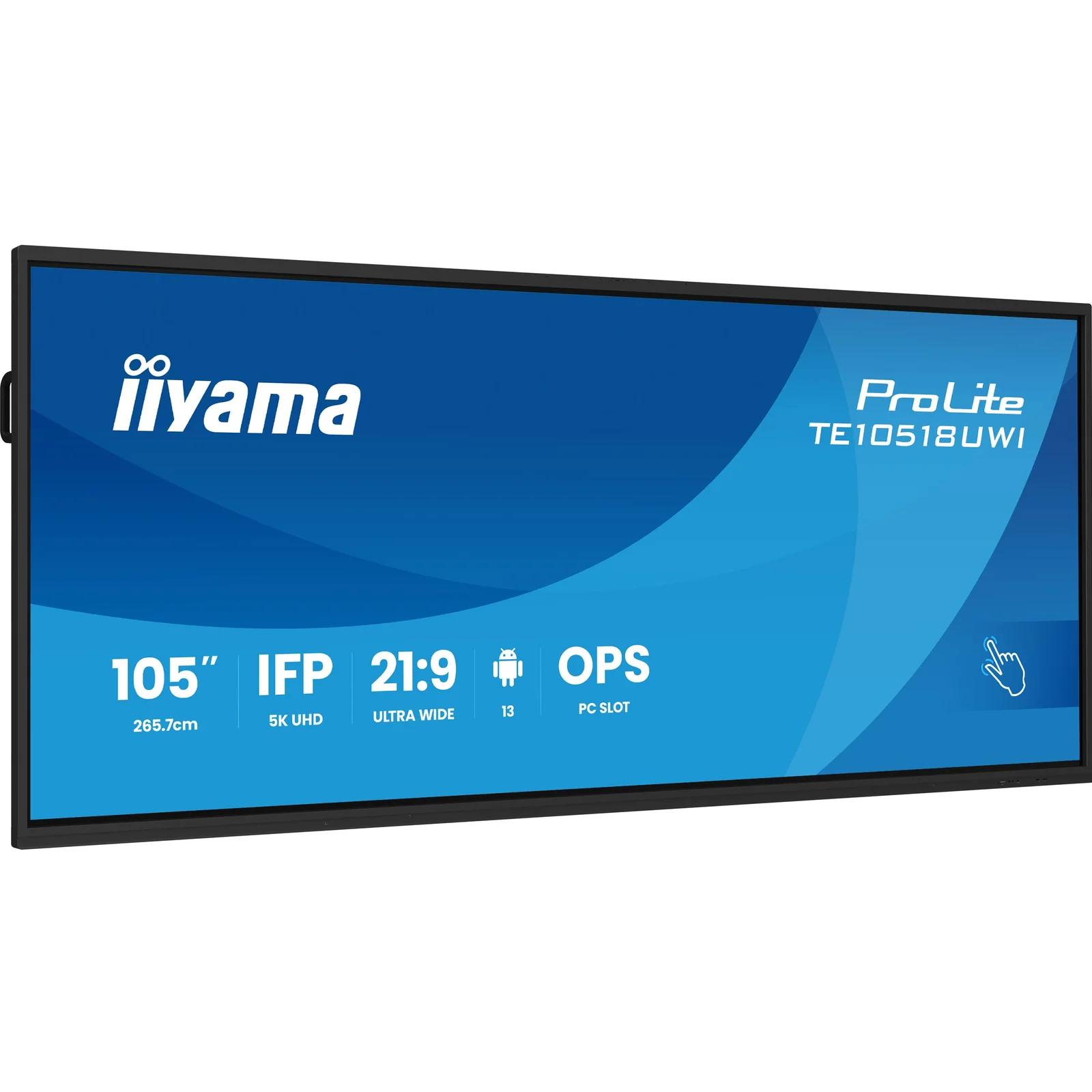 iiyama TE10518UWI-B1AG Écran d'affichage dynamique En forme de kiosk 2,66 m (104.6") LED Wifi 450 cd/m² 5K Ultra HD Noir Écran tactile Intégré dans le processeur Android 16/7