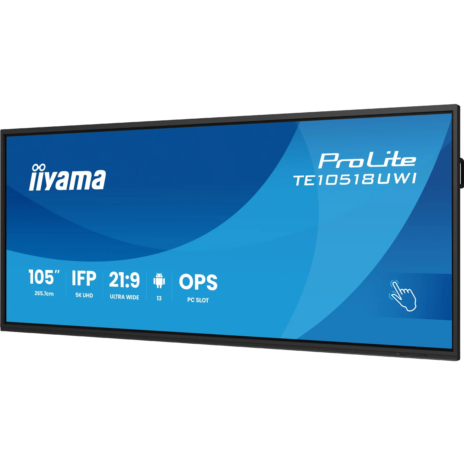 iiyama TE10518UWI-B1AG Écran d'affichage dynamique En forme de kiosk 2,66 m (104.6") LED Wifi 450 cd/m² 5K Ultra HD Noir Écran tactile Intégré dans le processeur Android 16/7