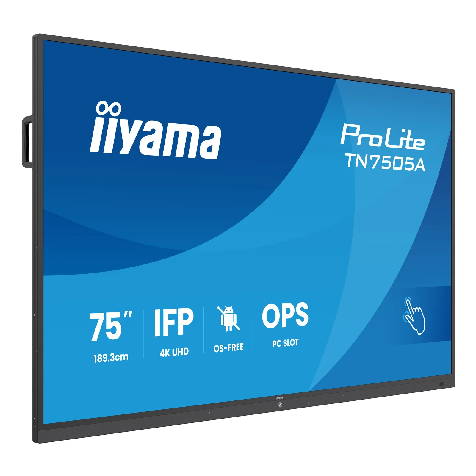 TN7505A-B1AG Écran d'affichage dynamique Écran plat interactif 189,3 cm (74.5") 500 cd/m² 4K Ultra HD Noir Écran tactile