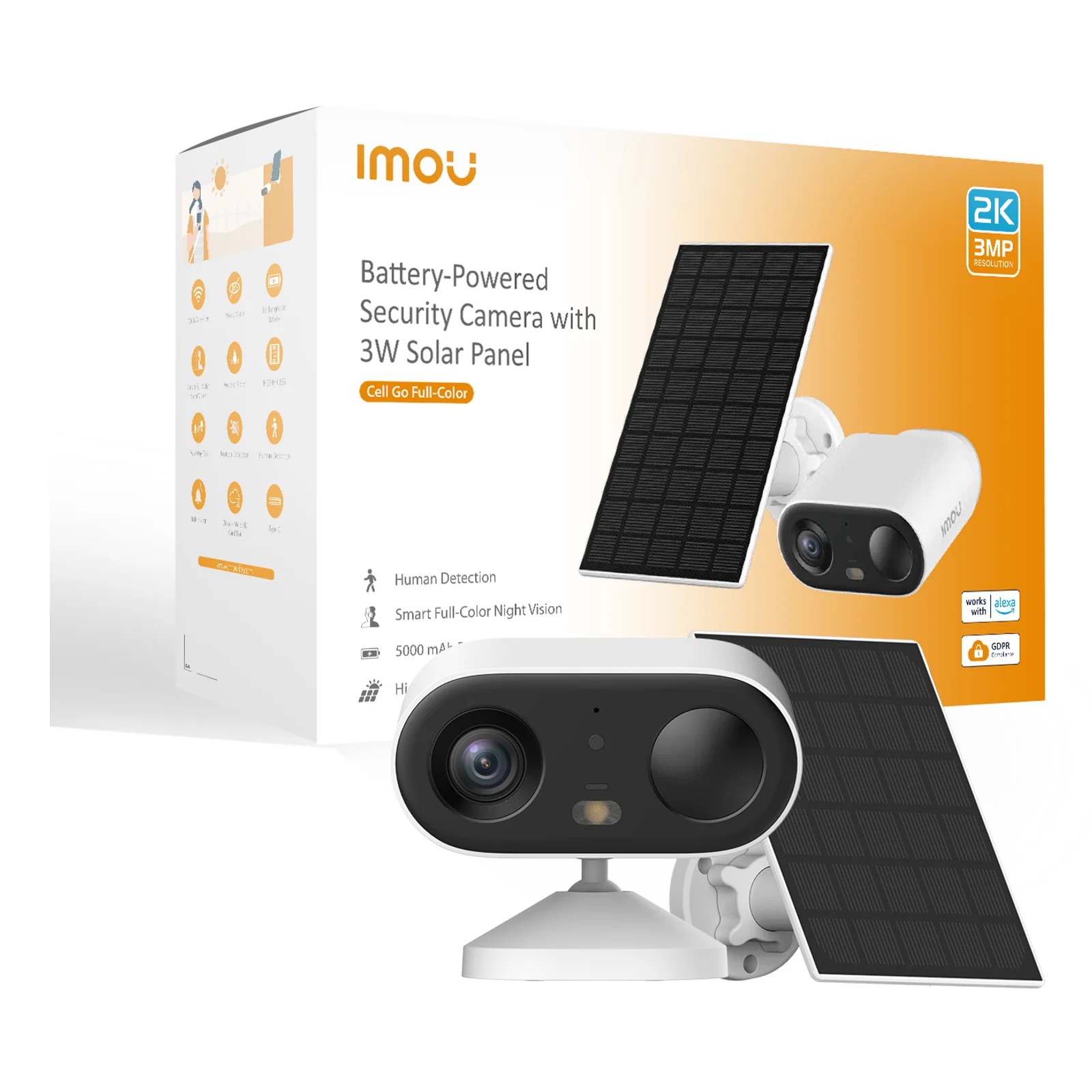 Cell Go Full color Kit Balle (forme) Caméra de sécurité IP Extérieure 2304 x 1296 pixels Plafond/mur
