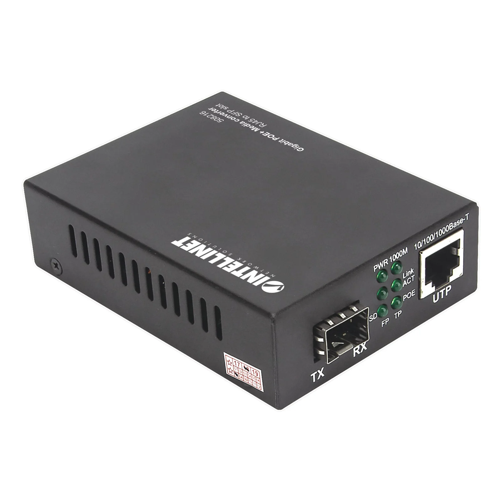 Intellinet 508216 convertisseur de support réseau 1000 Mbit/s Noir