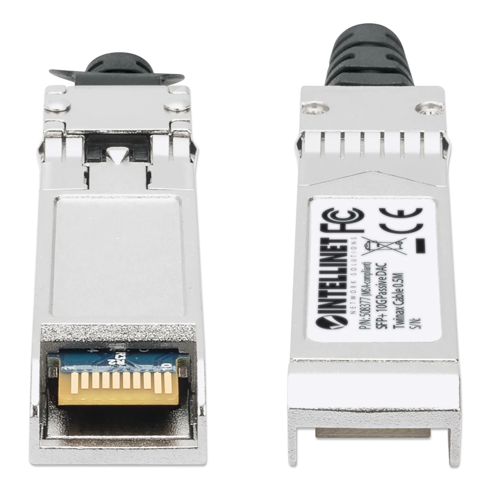 Intellinet 508377 câble InfiniBand et à fibres optiques 0,5 m SFP+ Noir, Argent