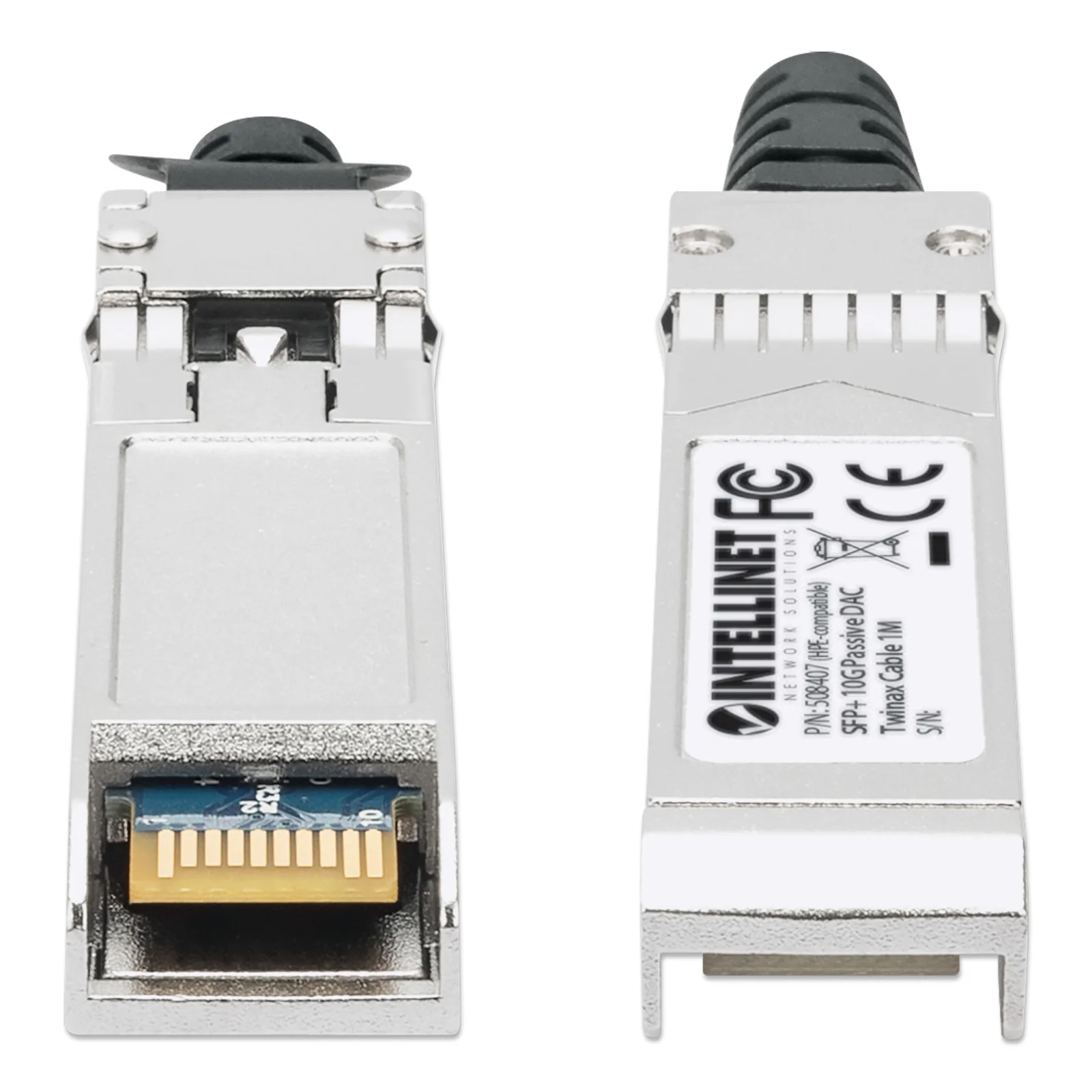 Intellinet 508407 câble InfiniBand et à fibres optiques 1 m SFP+ Noir, Argent