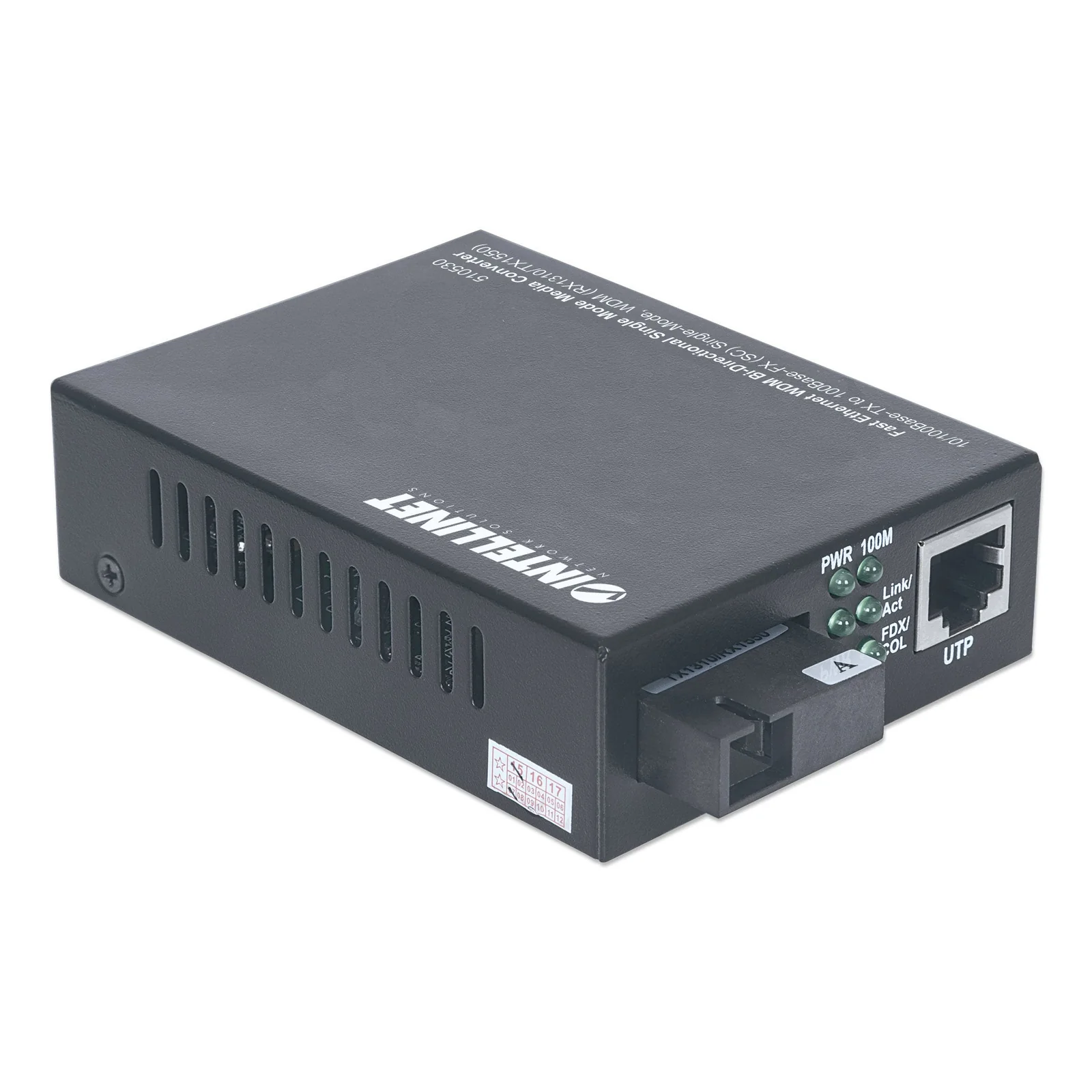 Intellinet 510530 convertisseur de support réseau 100 Mbit/s Monomode Noir