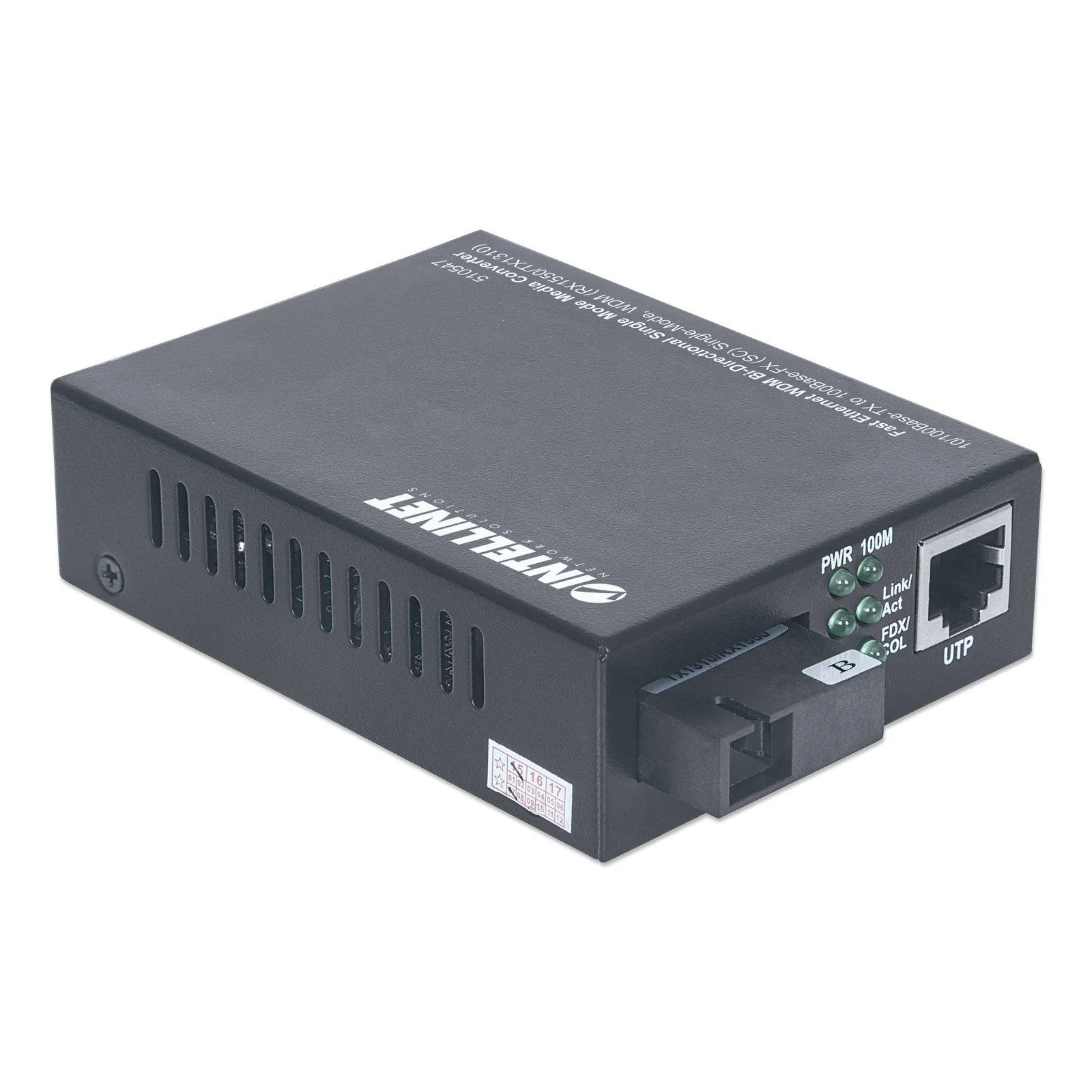Intellinet 510547 convertisseur de support réseau 100 Mbit/s Monomode Noir