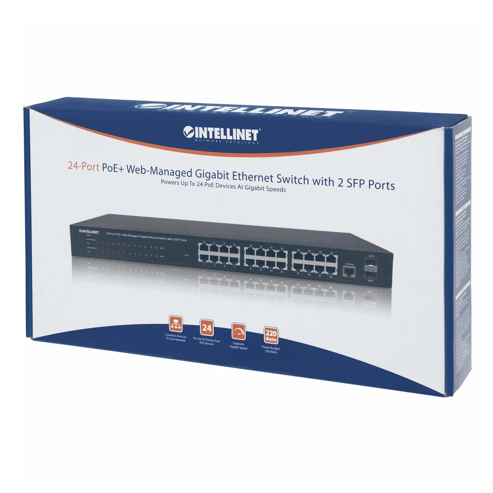 Intellinet 560559 commutateur réseau Géré Gigabit Ethernet (10/100/1000) Connexion Ethernet, supportant l'alimentation via ce port (PoE) Noir