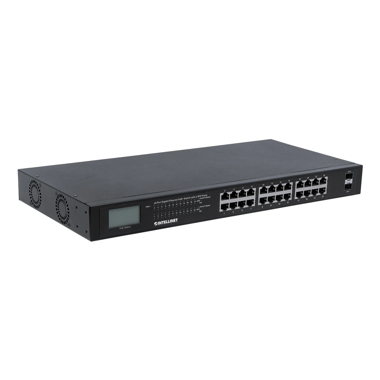 Intellinet 561242 commutateur réseau Non-géré Gigabit Ethernet (10/100/1000) Connexion Ethernet, supportant l'alimentation via ce port (PoE) 1U Noir