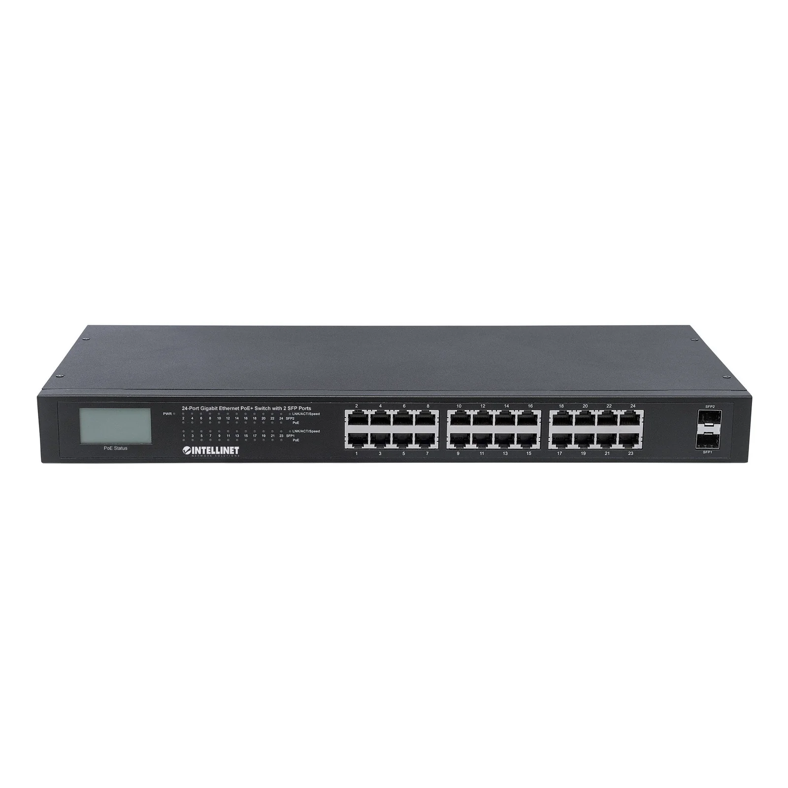 Intellinet 561242 commutateur réseau Non-géré Gigabit Ethernet (10/100/1000) Connexion Ethernet, supportant l'alimentation via ce port (PoE) 1U Noir
