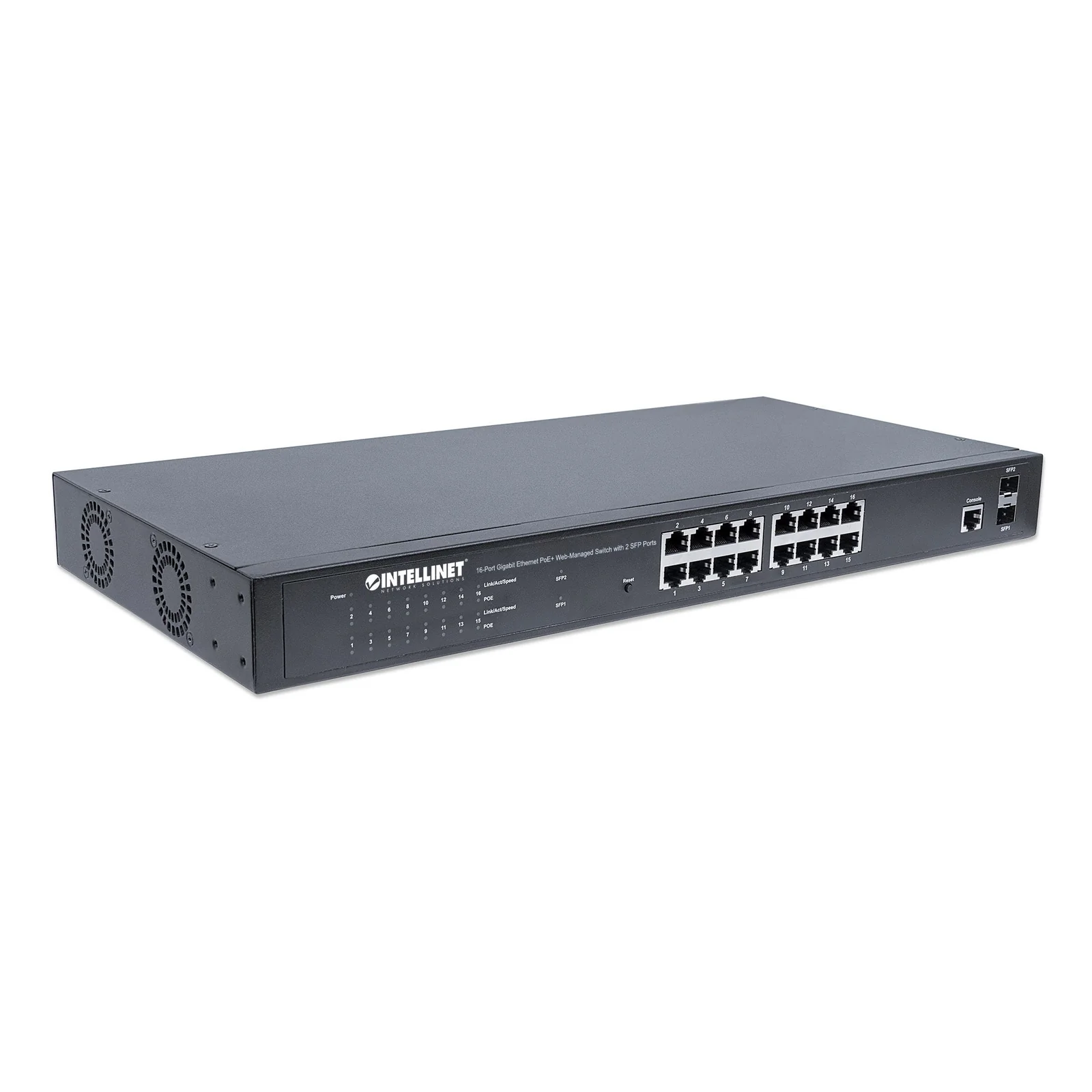 Intellinet 561341 commutateur réseau Géré L2+ Gigabit Ethernet (10/100/1000) Connexion Ethernet, supportant l'alimentation via ce port (PoE) 1U Noir