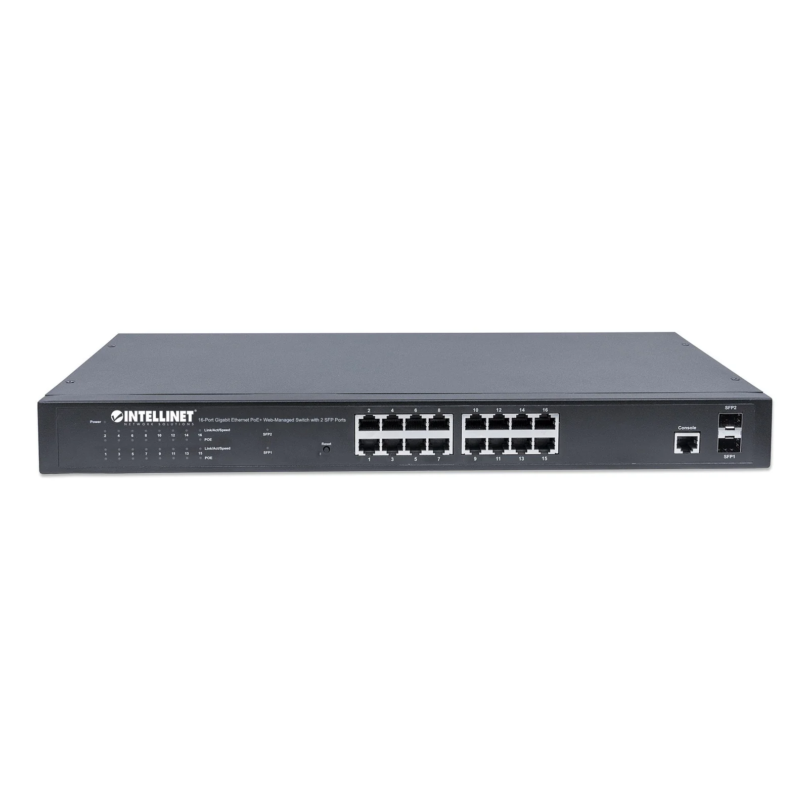 Intellinet 561341 commutateur réseau Géré L2+ Gigabit Ethernet (10/100/1000) Connexion Ethernet, supportant l'alimentation via ce port (PoE) 1U Noir