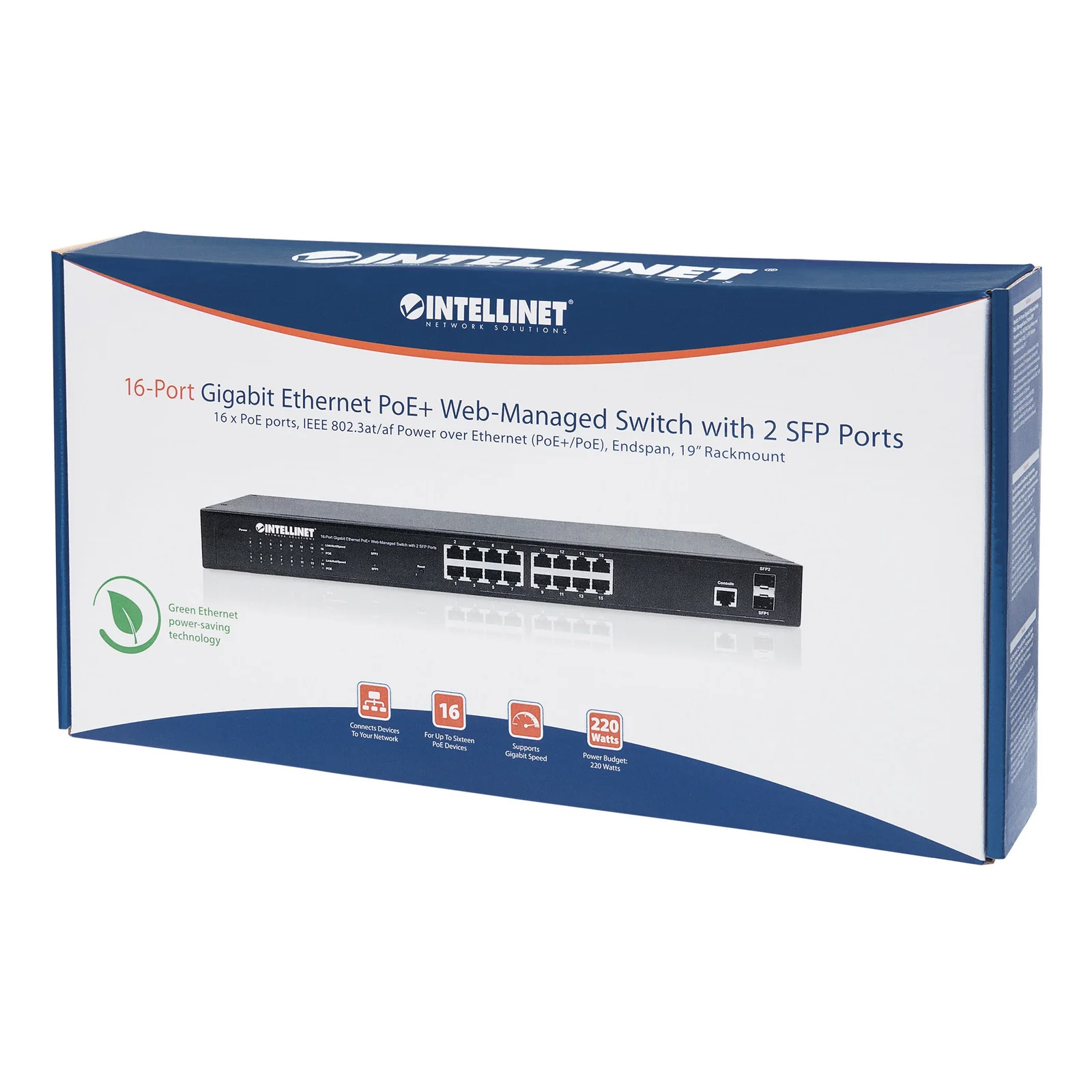 Intellinet 561341 commutateur réseau Géré L2+ Gigabit Ethernet (10/100/1000) Connexion Ethernet, supportant l'alimentation via ce port (PoE) 1U Noir