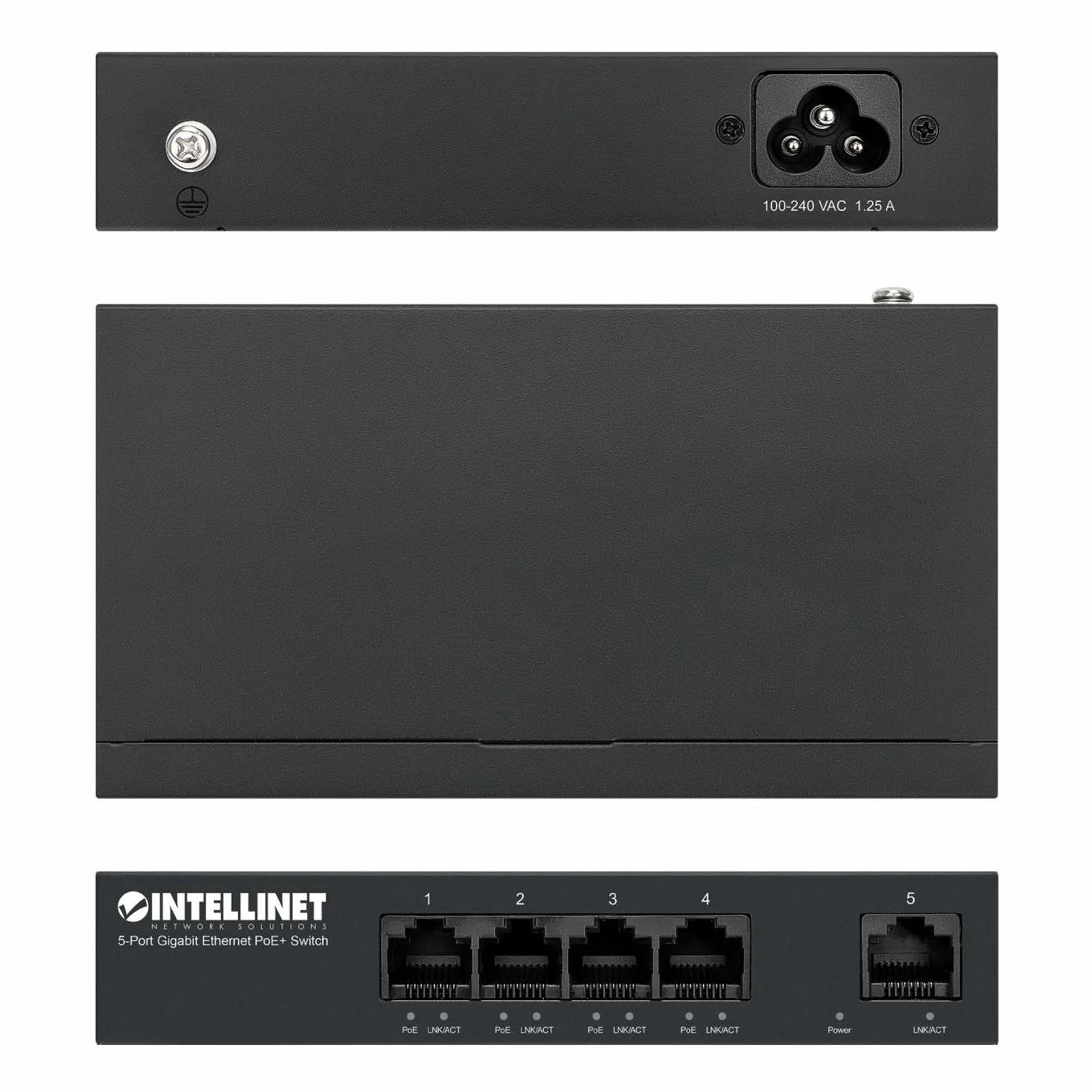 Intellinet 561792 commutateur réseau Gigabit Ethernet (10/100/1000) Connexion Ethernet, supportant l'alimentation via ce port (PoE) Noir