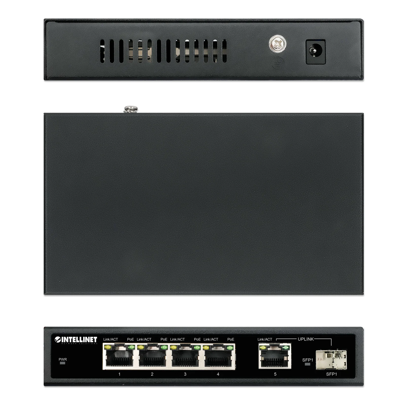 Intellinet 561822 commutateur réseau Gigabit Ethernet (10/100/1000) Connexion Ethernet, supportant l'alimentation via ce port (PoE) Noir