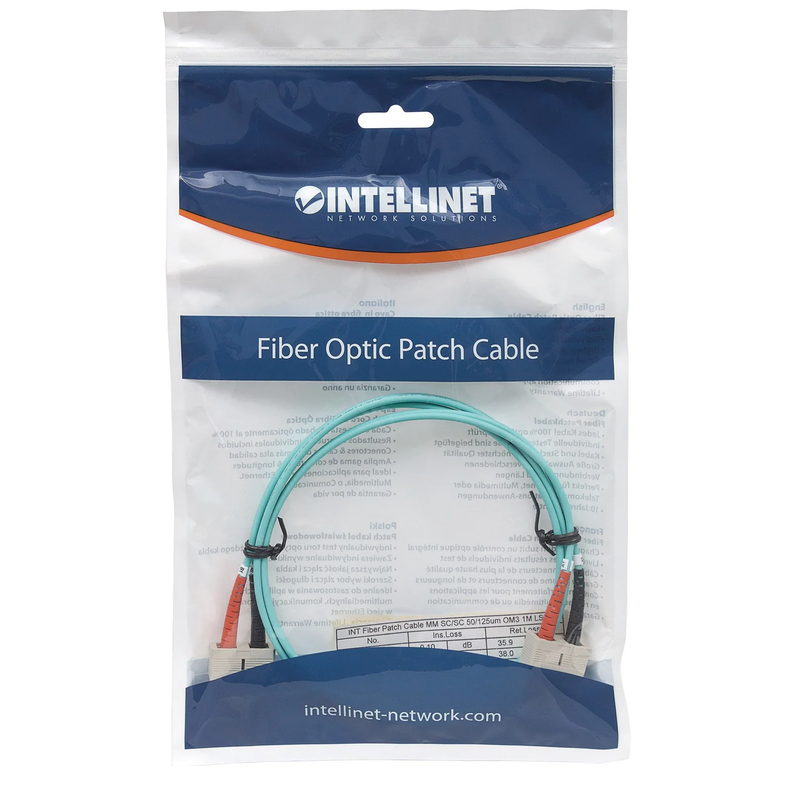 Intellinet 750837 câble InfiniBand et à fibres optiques 2 m SC Couleur aqua