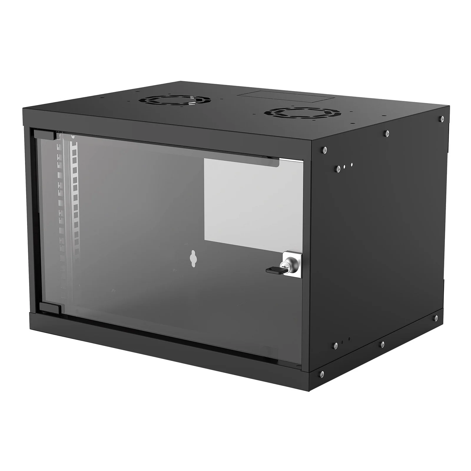 Armoire réseau murale 19" (basique), 6U, profondeur 400 mm, noire, en kit, charge max. 50 kg, profondeur utile 340 mm, porte en verre, fixations murales non incluses