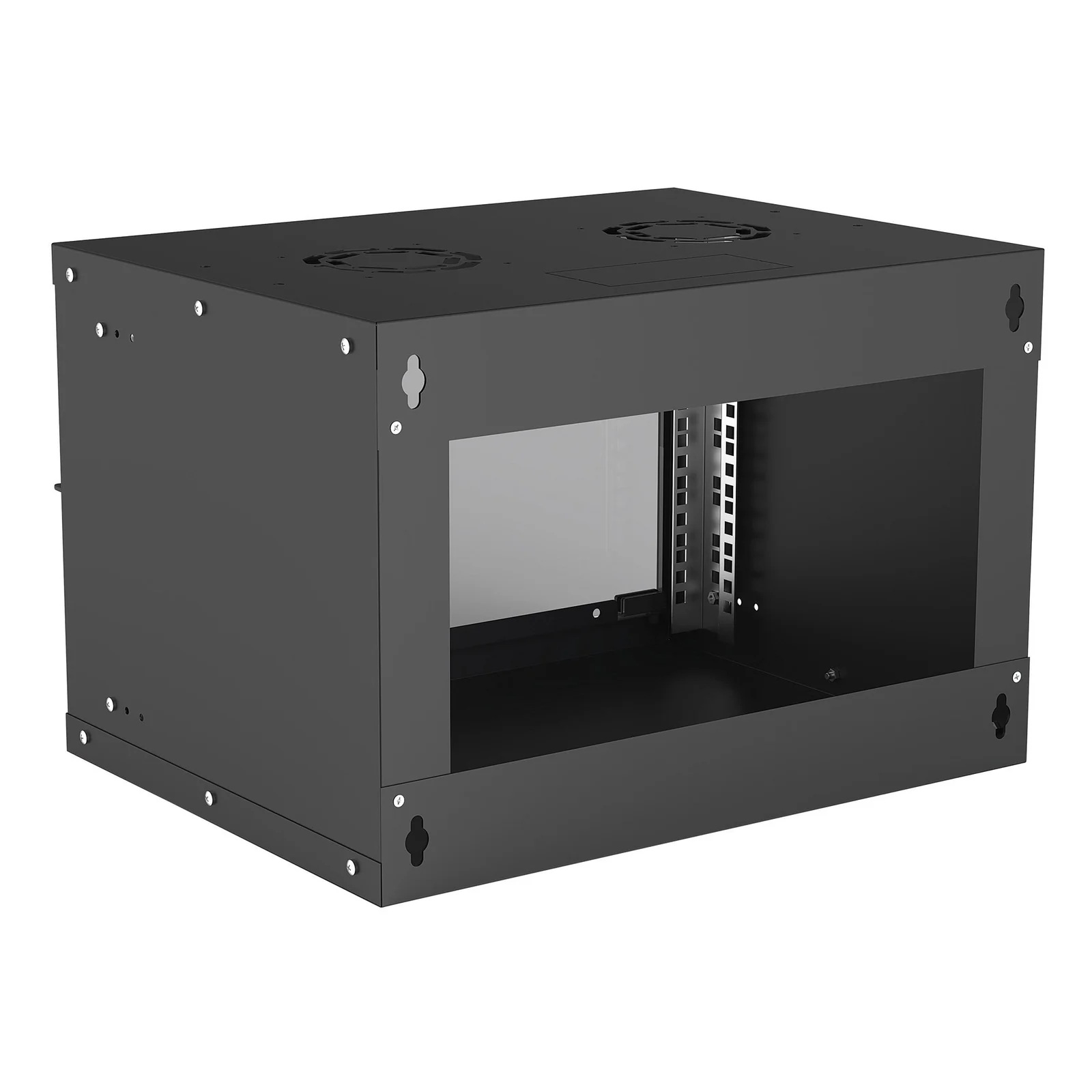 Intellinet Armoire réseau murale 19" (basique), 6U, profondeur 400 mm, noire, en kit, charge max. 50 kg, profondeur utile 340 mm, porte en verre, fixations murales non incluses