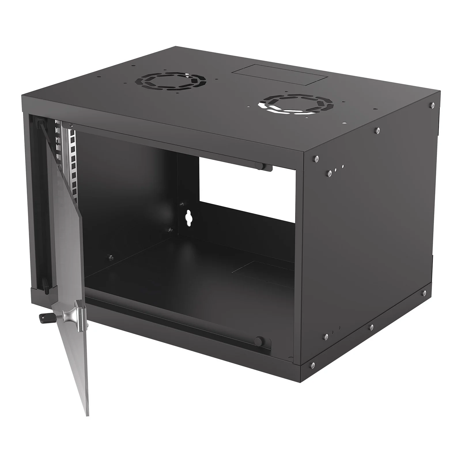 Intellinet Armoire réseau murale 19" (basique), 6U, profondeur 400 mm, noire, en kit, charge max. 50 kg, profondeur utile 340 mm, porte en verre, fixations murales non incluses