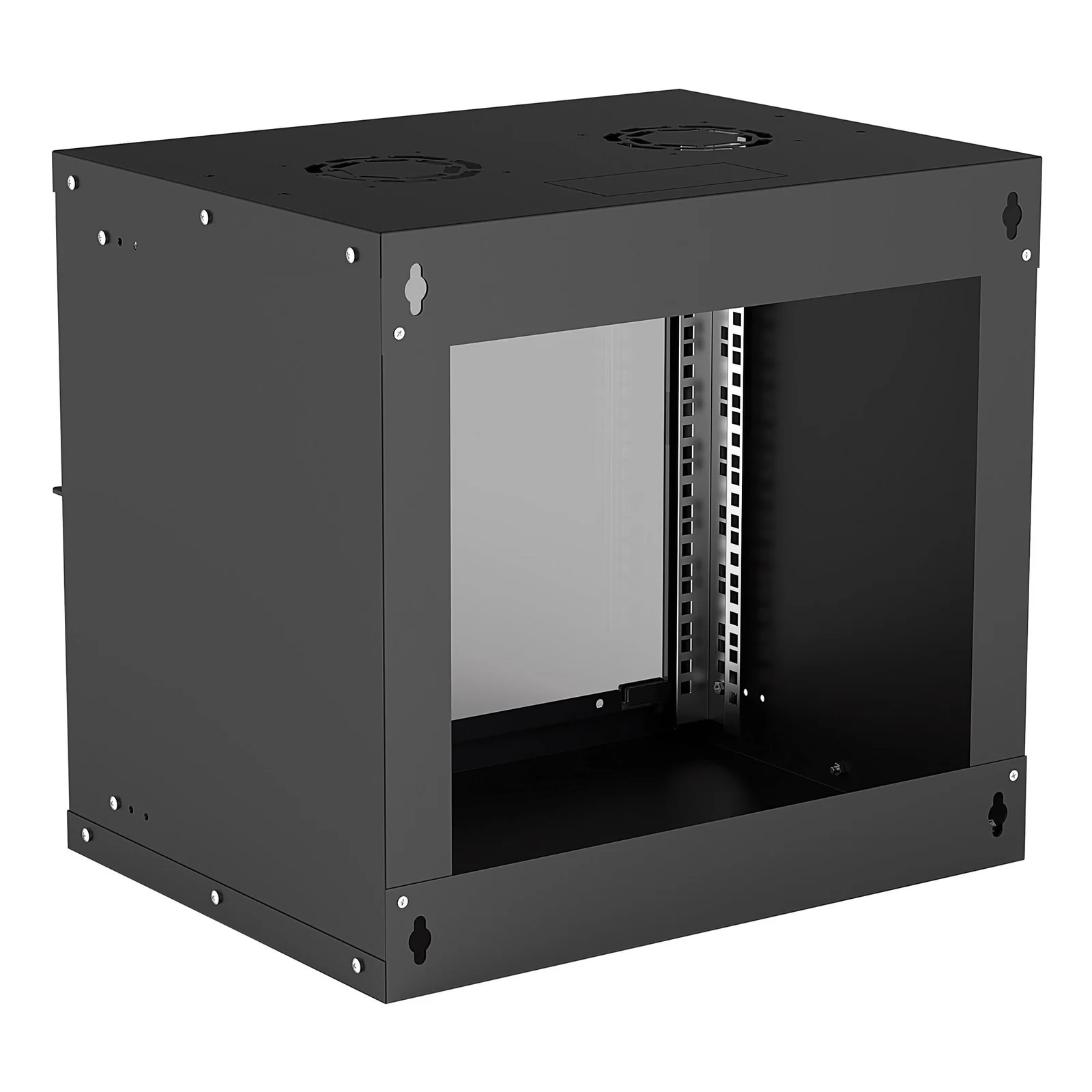 Intellinet Armoire réseau murale 19" (basique), 9U, profondeur 400 mm, noire, en kit, charge max. 50 kg, profondeur utile 340 mm, porte en verre, fixations murales non incluses