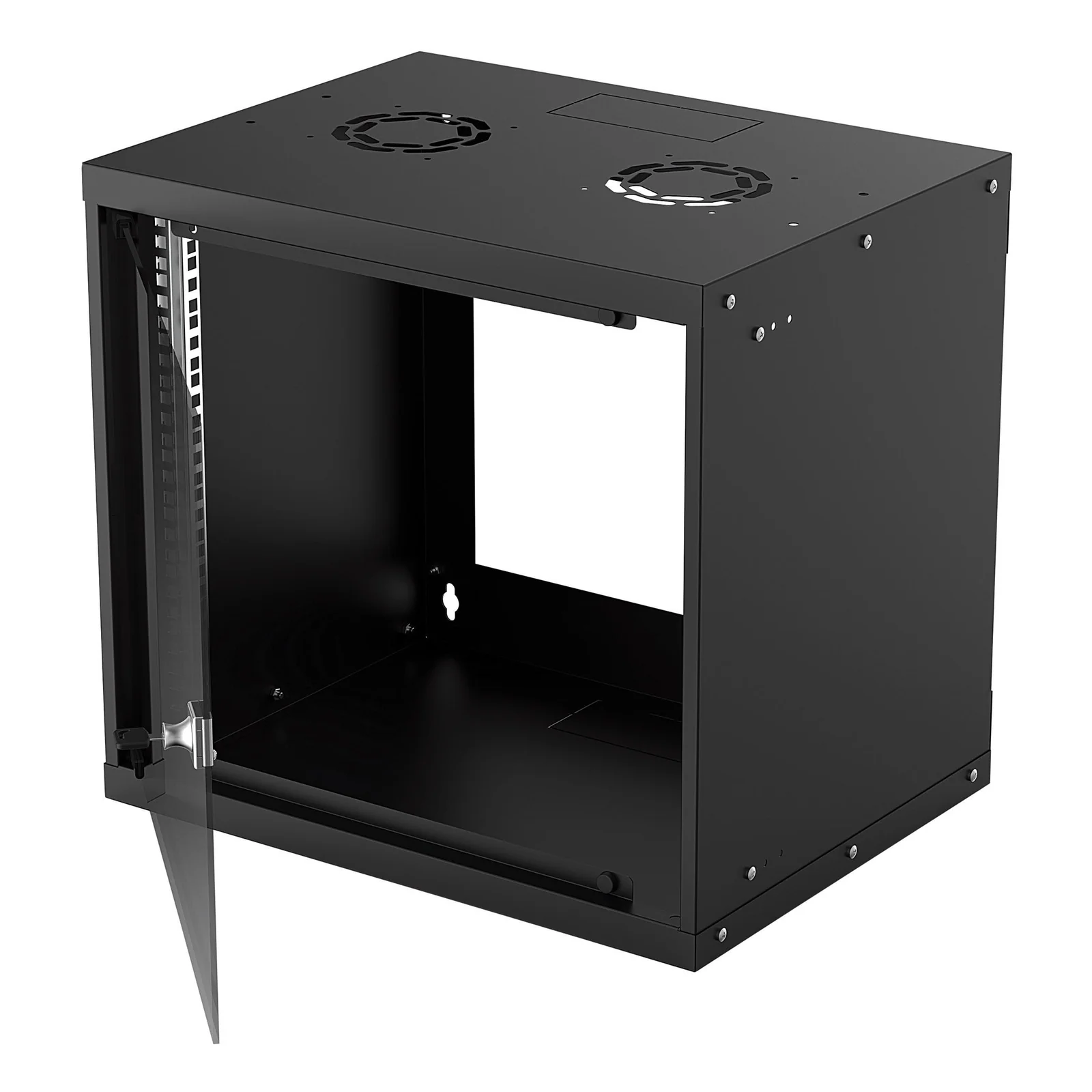 Intellinet Armoire réseau murale 19" (basique), 9U, profondeur 400 mm, noire, en kit, charge max. 50 kg, profondeur utile 340 mm, porte en verre, fixations murales non incluses