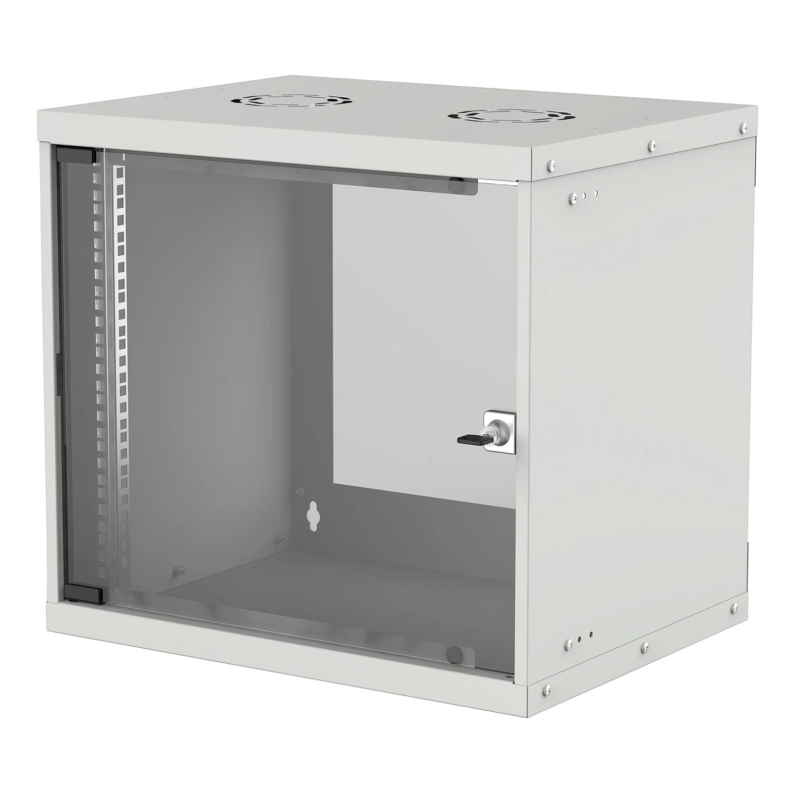 Armoire réseau murale 19" (basique), 9U, profondeur 560 mm, grise, en kit, charge max. 50 kg, profondeur utile 500 mm, porte en verre, fixations murales non incluses