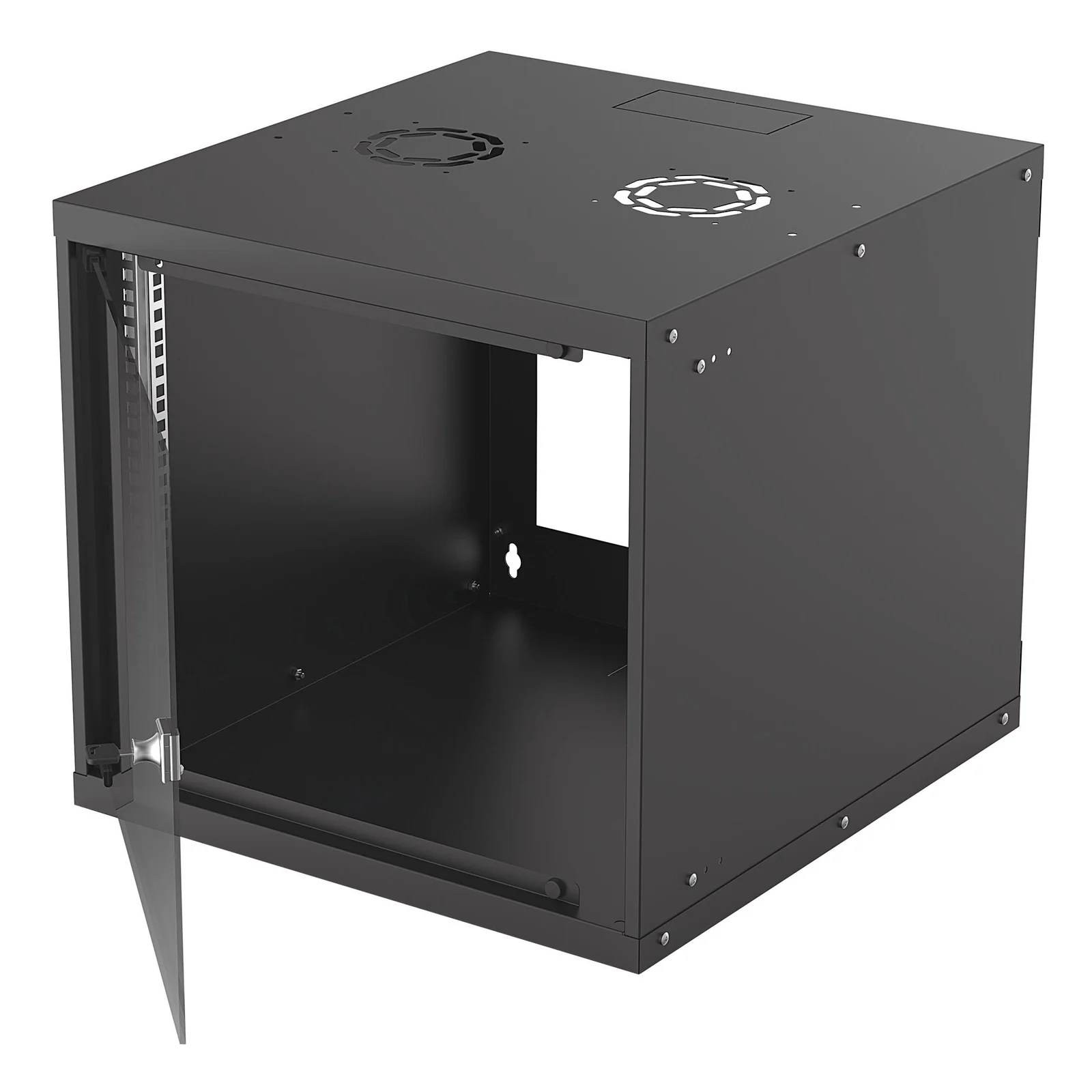 Intellinet Armoire réseau murale 19" (basique), 9U, profondeur 560 mm, noire, en kit, charge max. 50 kg, profondeur utile 500 mm, porte en verre, fixations murales non incluses
