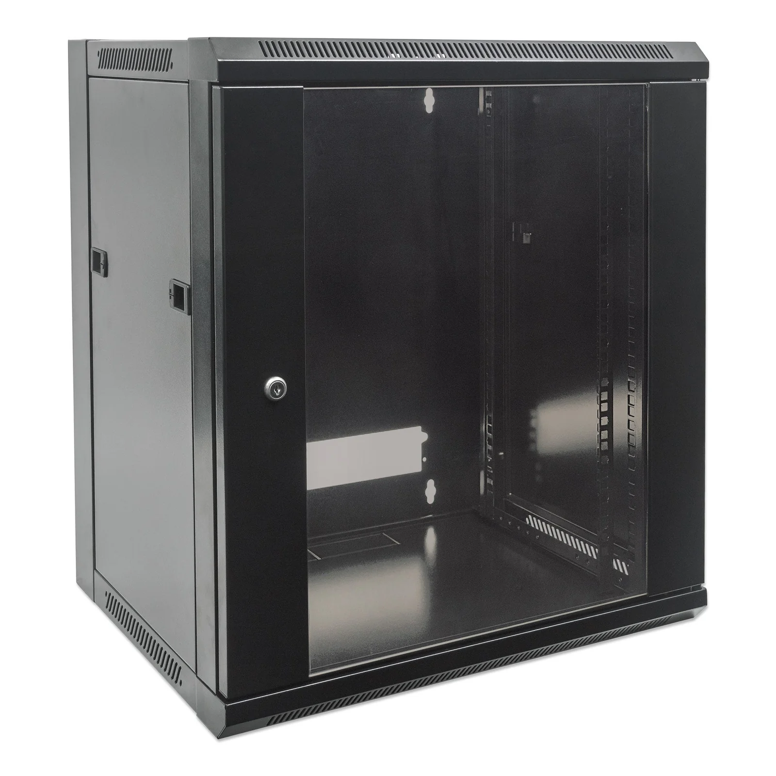 Intellinet Armoire réseau murale 19" (standard), 15U, profondeur 450 mm, noire, en kit, charge max. 60 kg, utilisable sur bureau ou sol, porte métal et verre, profondeur utile 260 à 350 mm, porte métal et verre, panneaux latéraux amovibles