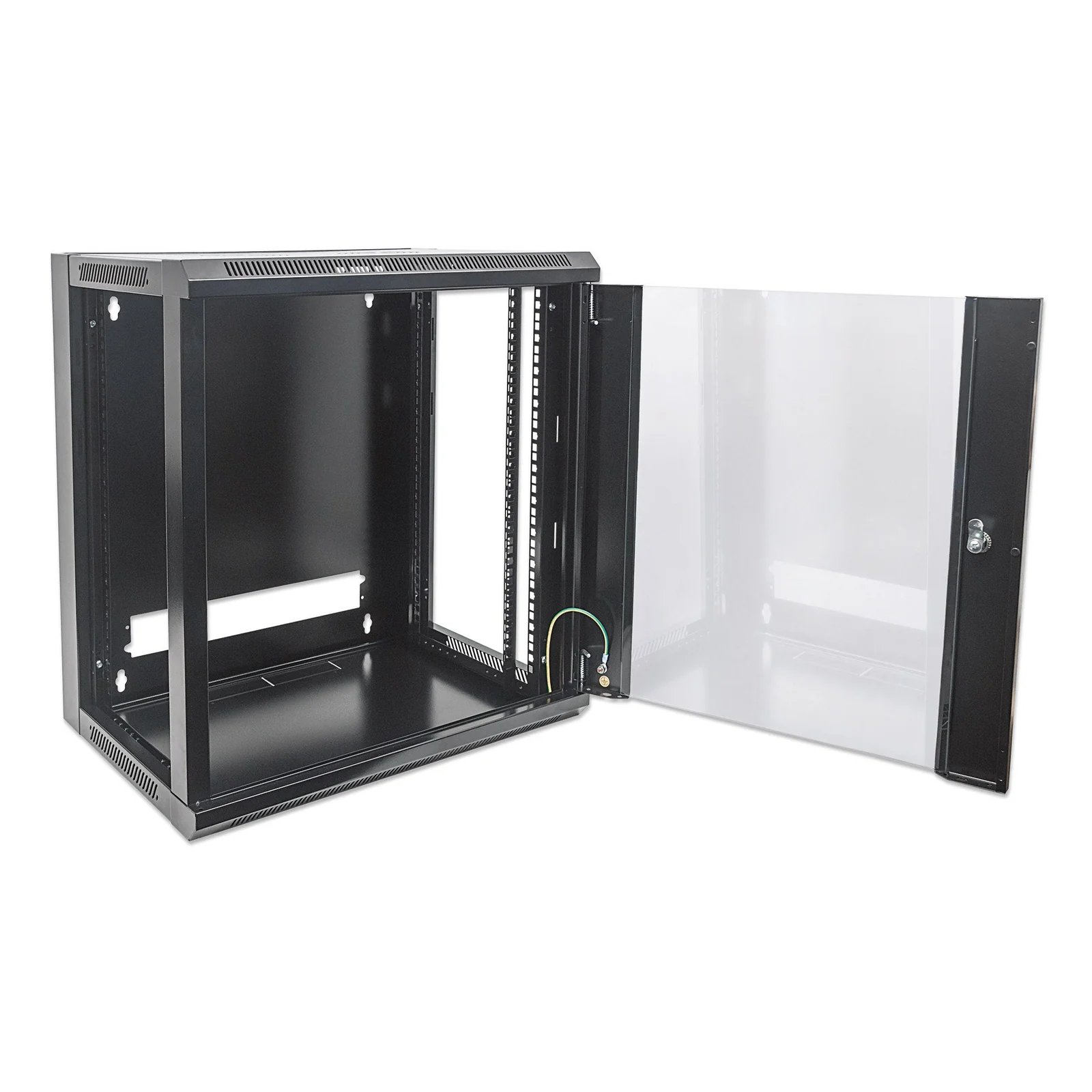 Intellinet Armoire réseau murale 19" (standard), 15U, profondeur 450 mm, noire, en kit, charge max. 60 kg, utilisable sur bureau ou sol, porte métal et verre, profondeur utile 260 à 350 mm, porte métal et verre, panneaux latéraux amovibles