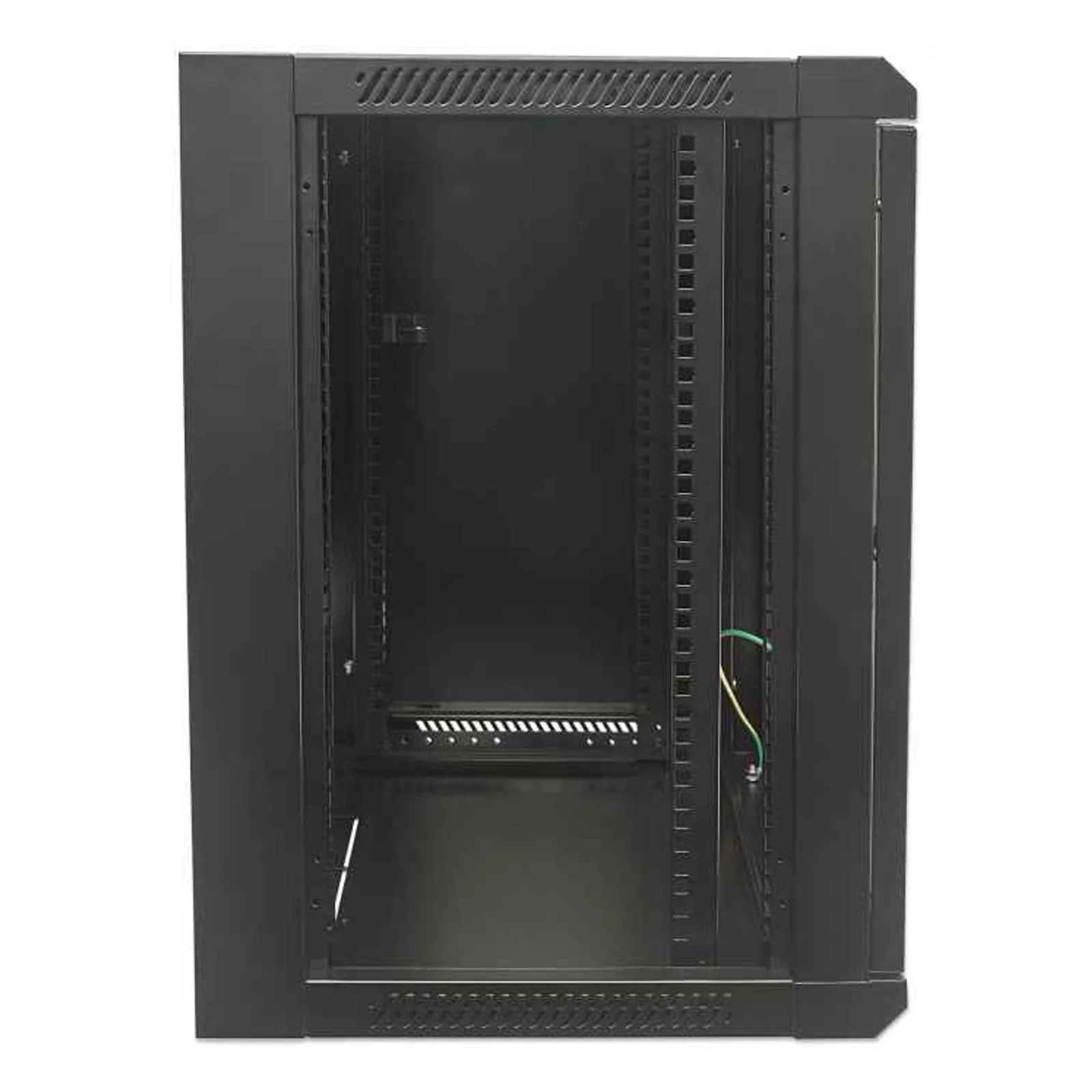 Intellinet Armoire réseau murale 19" (standard), 15U, profondeur 600 mm, noire, en kit, charge max. 60 kg, utilisable sur bureau ou sol, profondeur utile 410 mm, porte métal et verre, panneaux latéraux amovibles