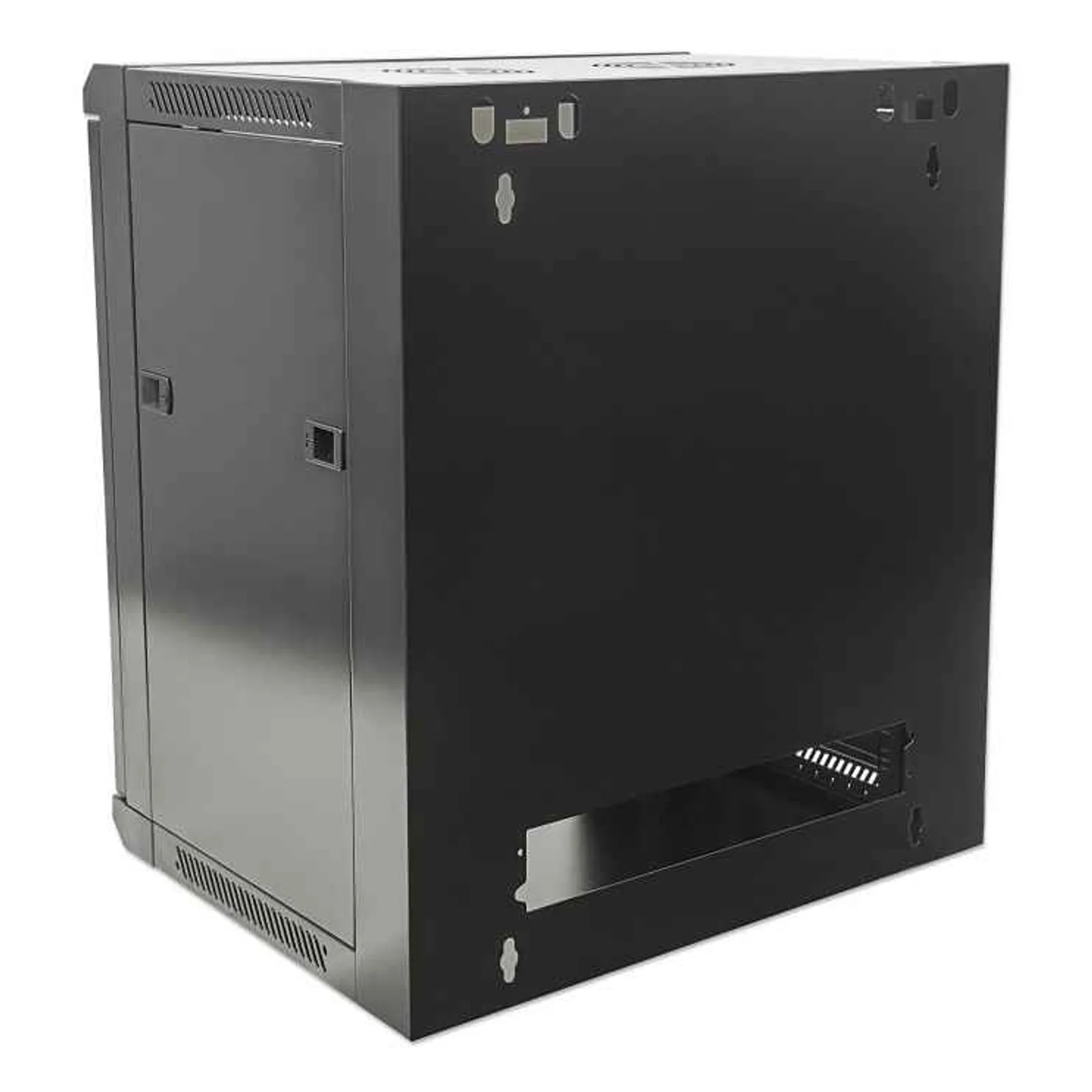 Intellinet Armoire réseau murale 19" (standard), 15U, profondeur 600 mm, noire, en kit, charge max. 60 kg, utilisable sur bureau ou sol, profondeur utile 410 mm, porte métal et verre, panneaux latéraux amovibles