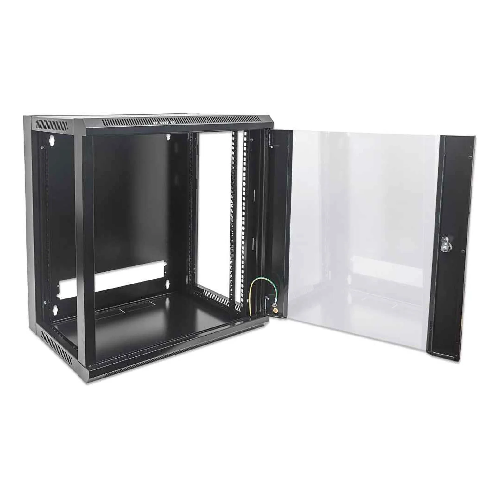 Intellinet Armoire réseau murale 19" (standard), 15U, profondeur 600 mm, noire, en kit, charge max. 60 kg, utilisable sur bureau ou sol, profondeur utile 410 mm, porte métal et verre, panneaux latéraux amovibles